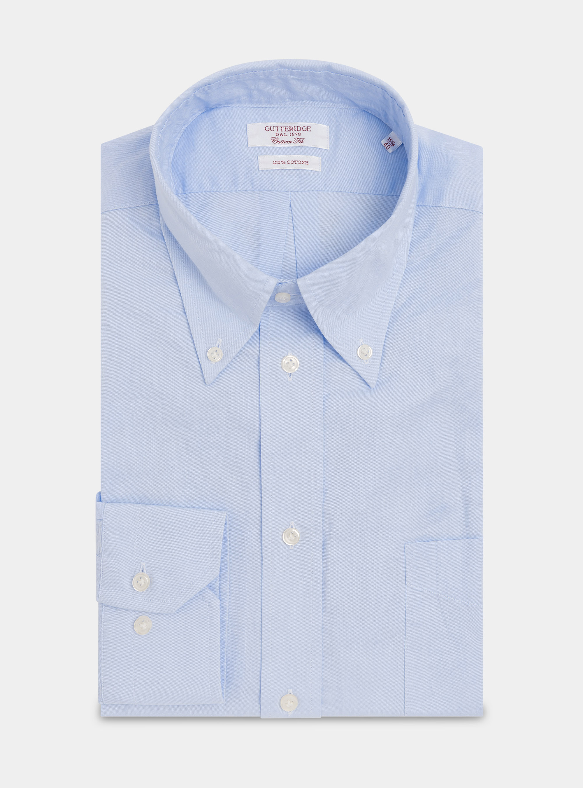 Camicia comfort fit in cotone oxford, AZZURRO