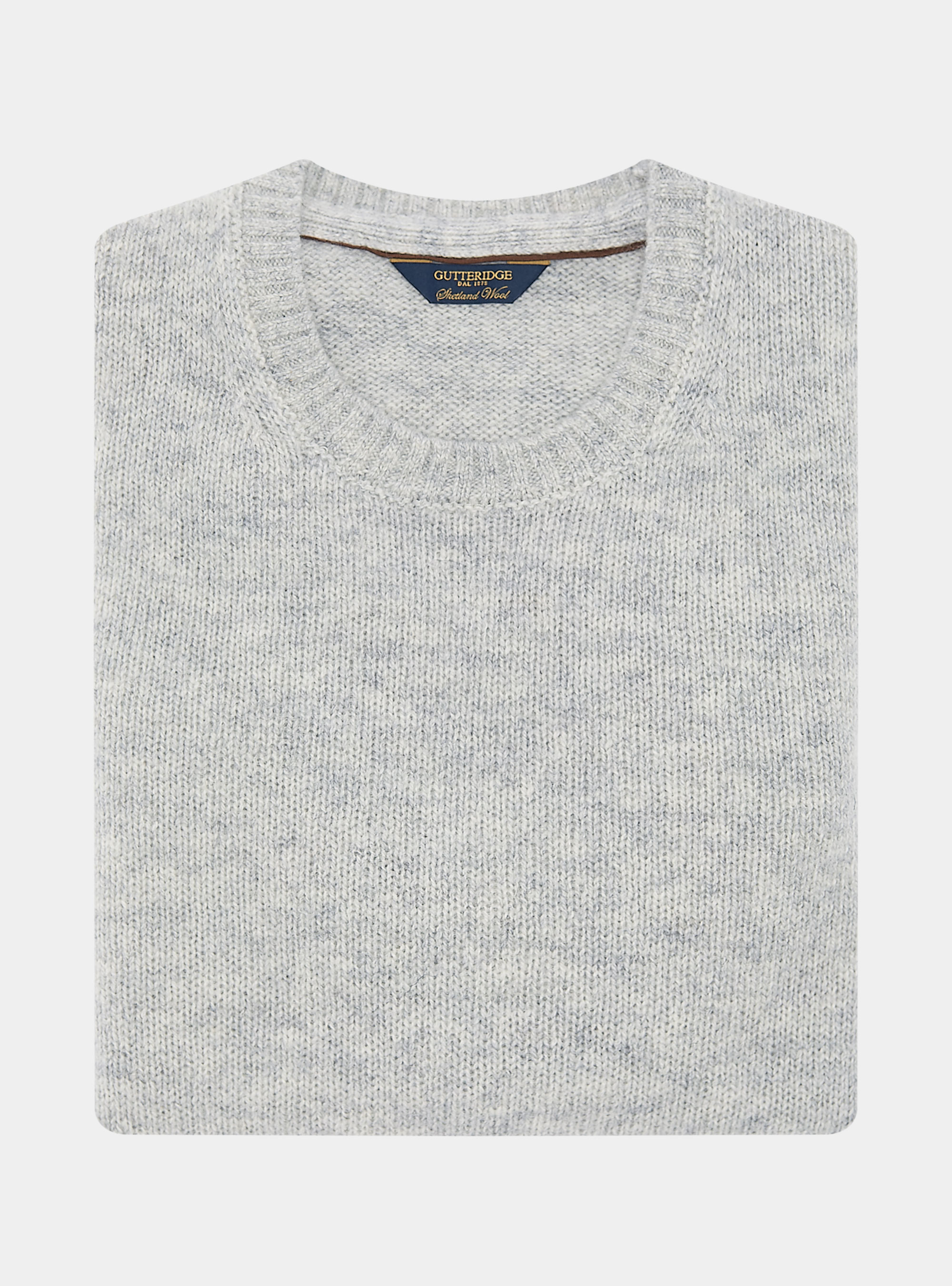 Maglia girocollo in pura lana shetland, GRIGIO CHIARO MELANGE