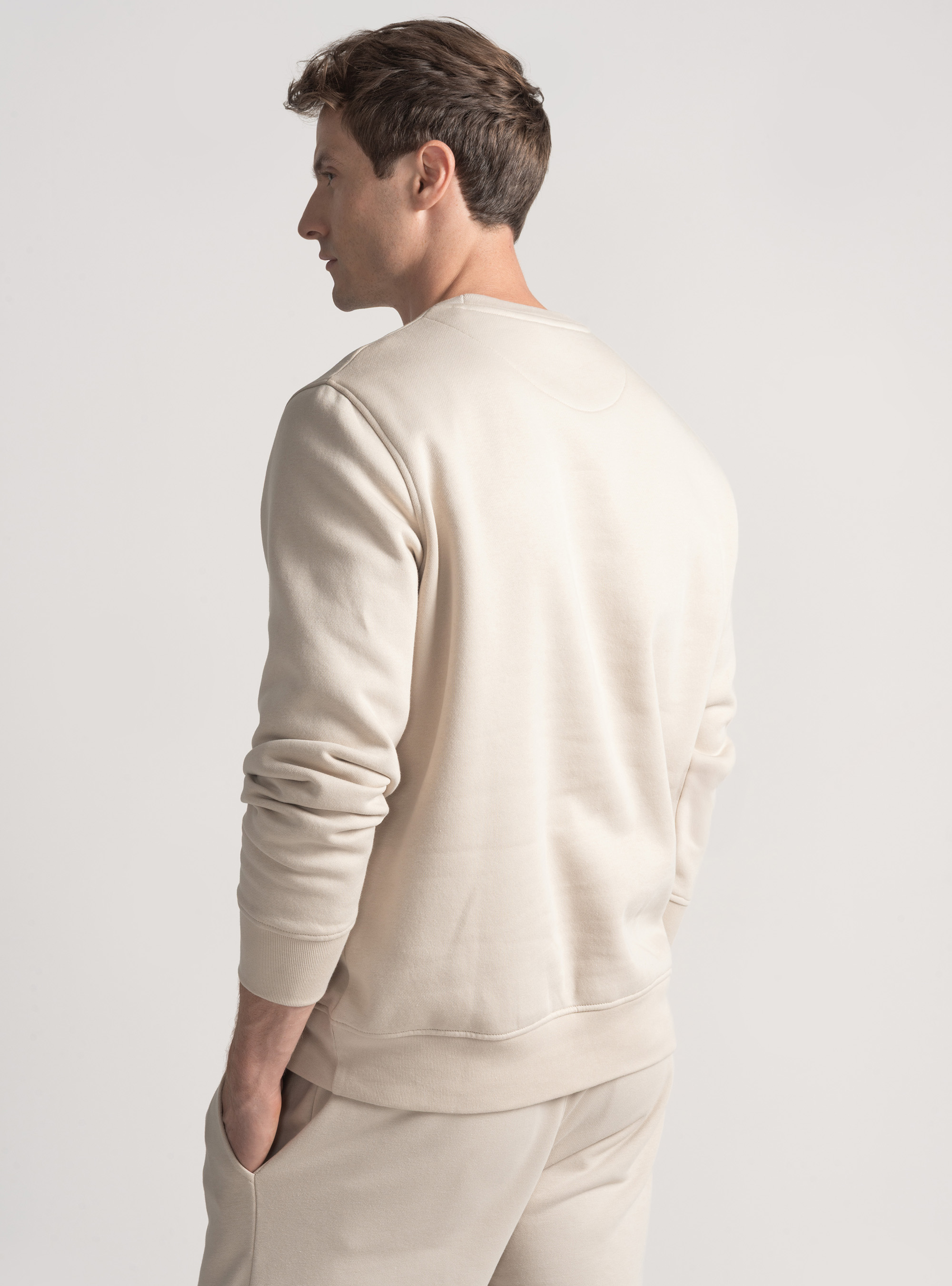 Felpa girocollo con logo gommato GT01, ECRU