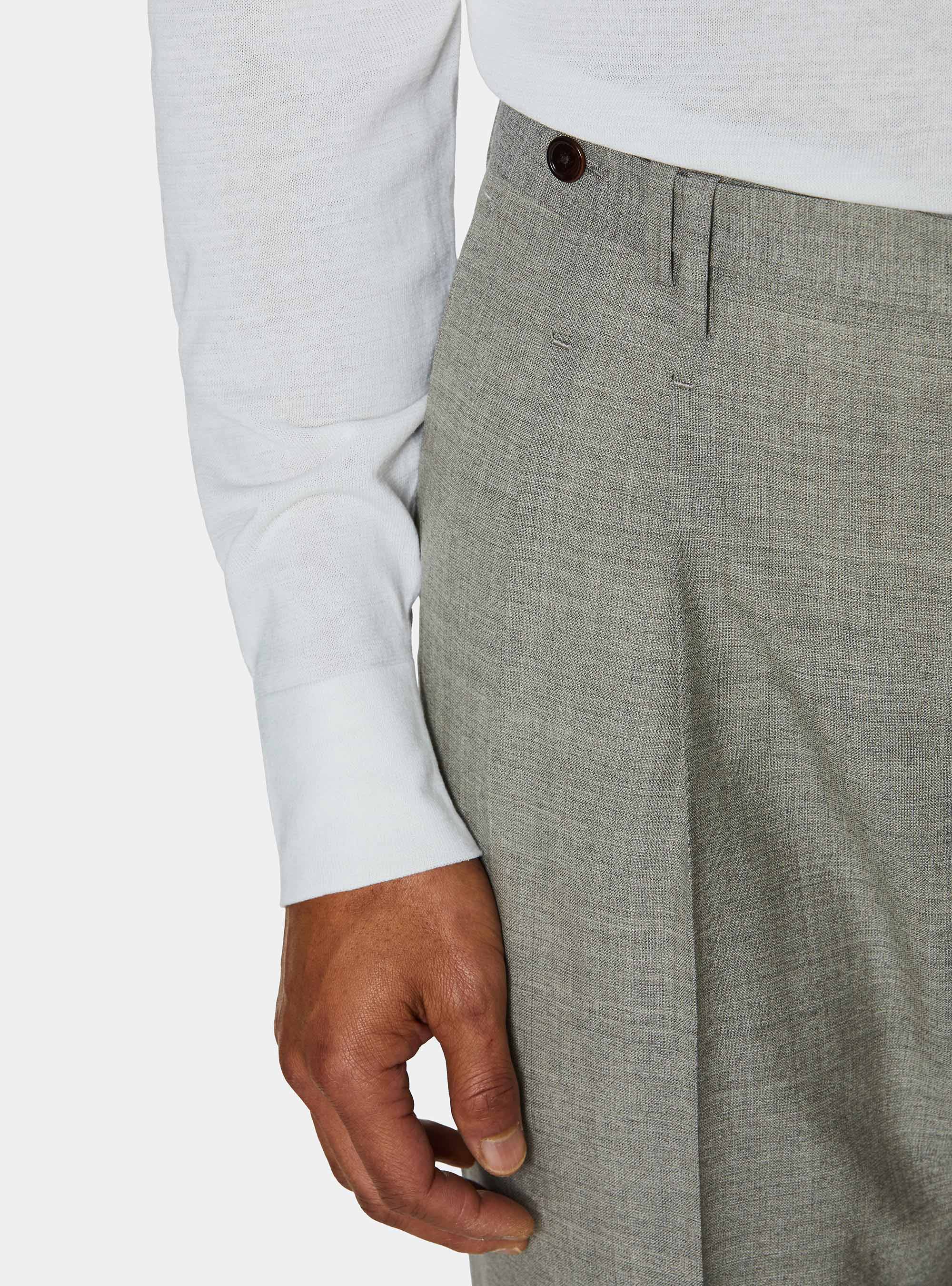 Pantaloni doppia pince in pura lana Vitale Barberis Canonico, ECRU