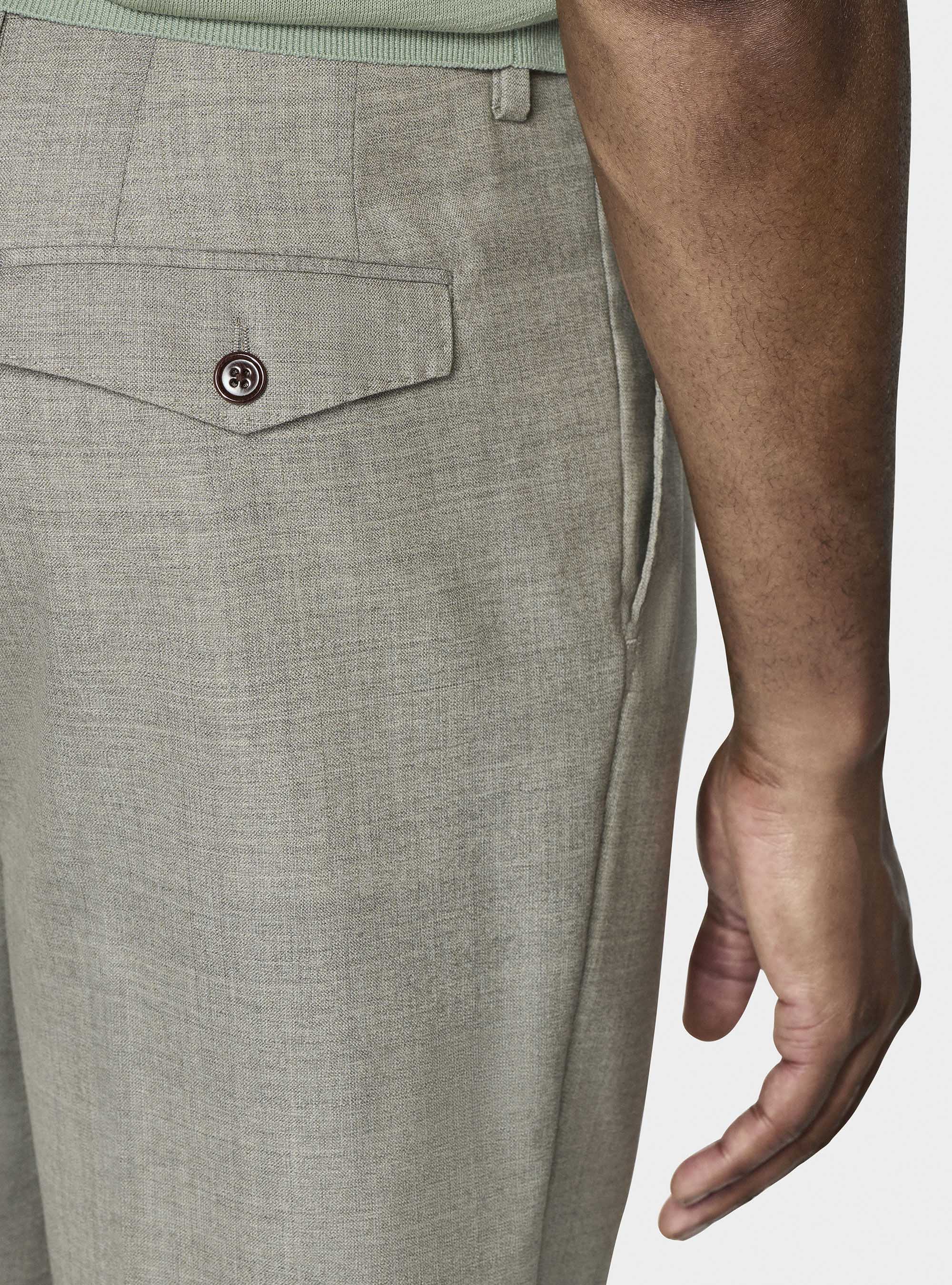 Pantaloni doppia pince in pura lana Vitale Barberis Canonico, ECRU