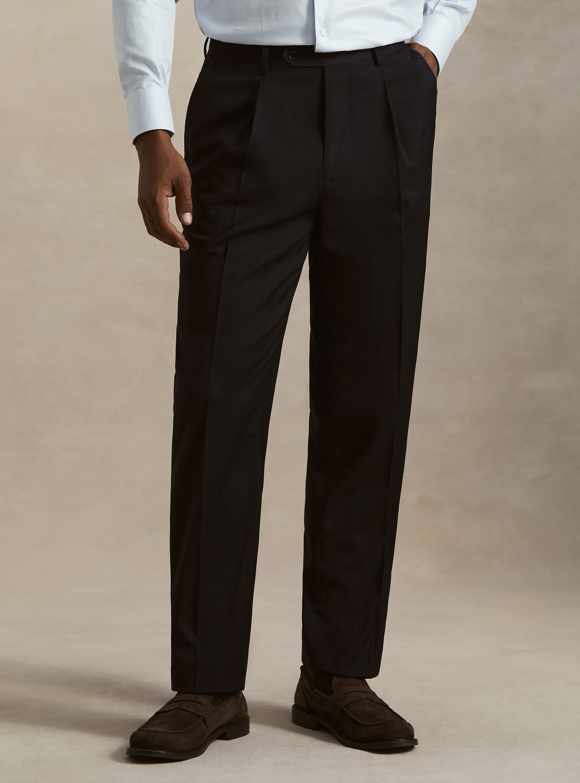 Pantaloni wide leg con pince, BLU NAVY