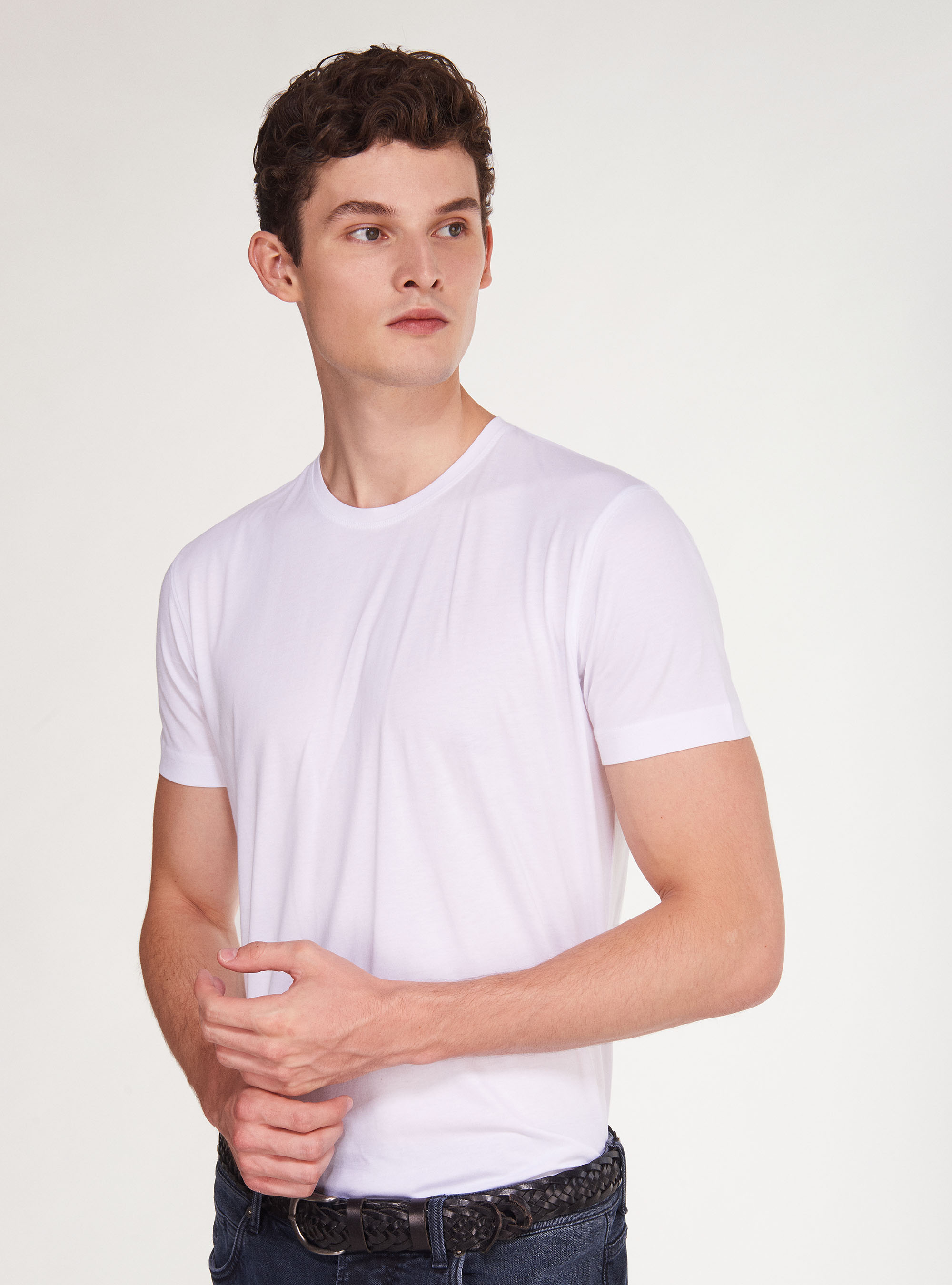 Tshirt in jersey di cotone supima, BIANCO