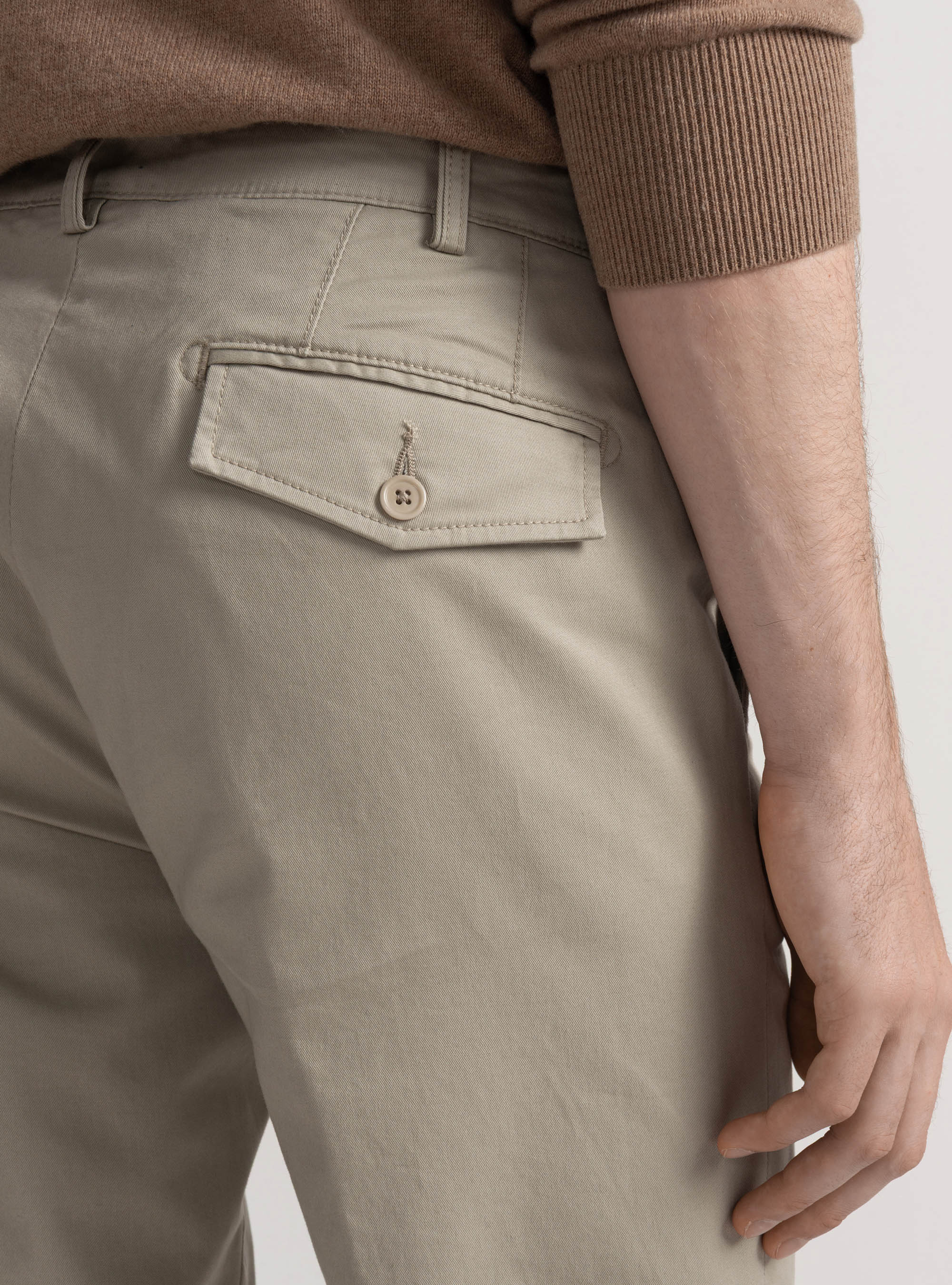 Pantaloni chino slim fit in twill stretch, ECRU