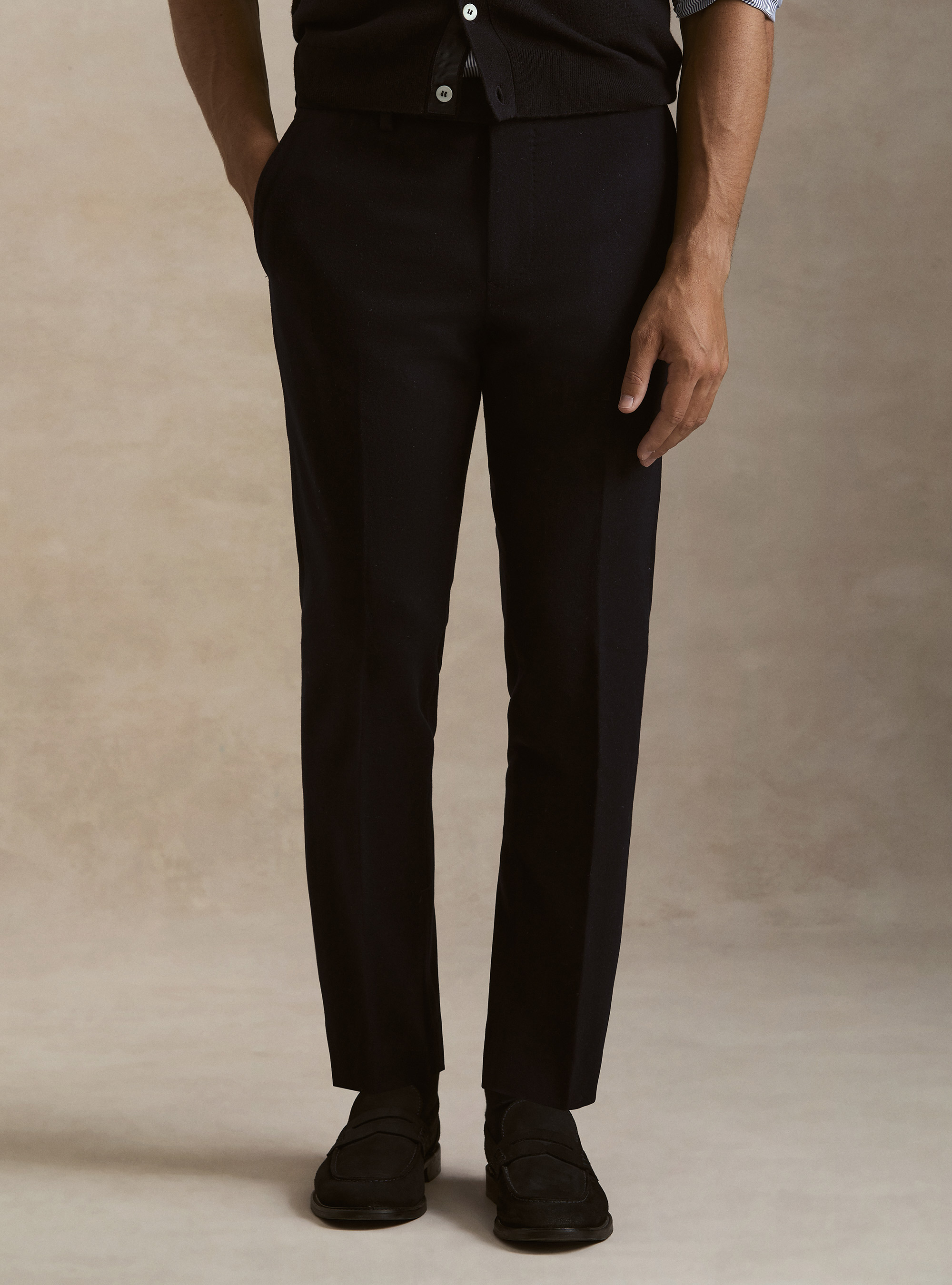 Pantaloni in flanella misto lana, BLU NAVY