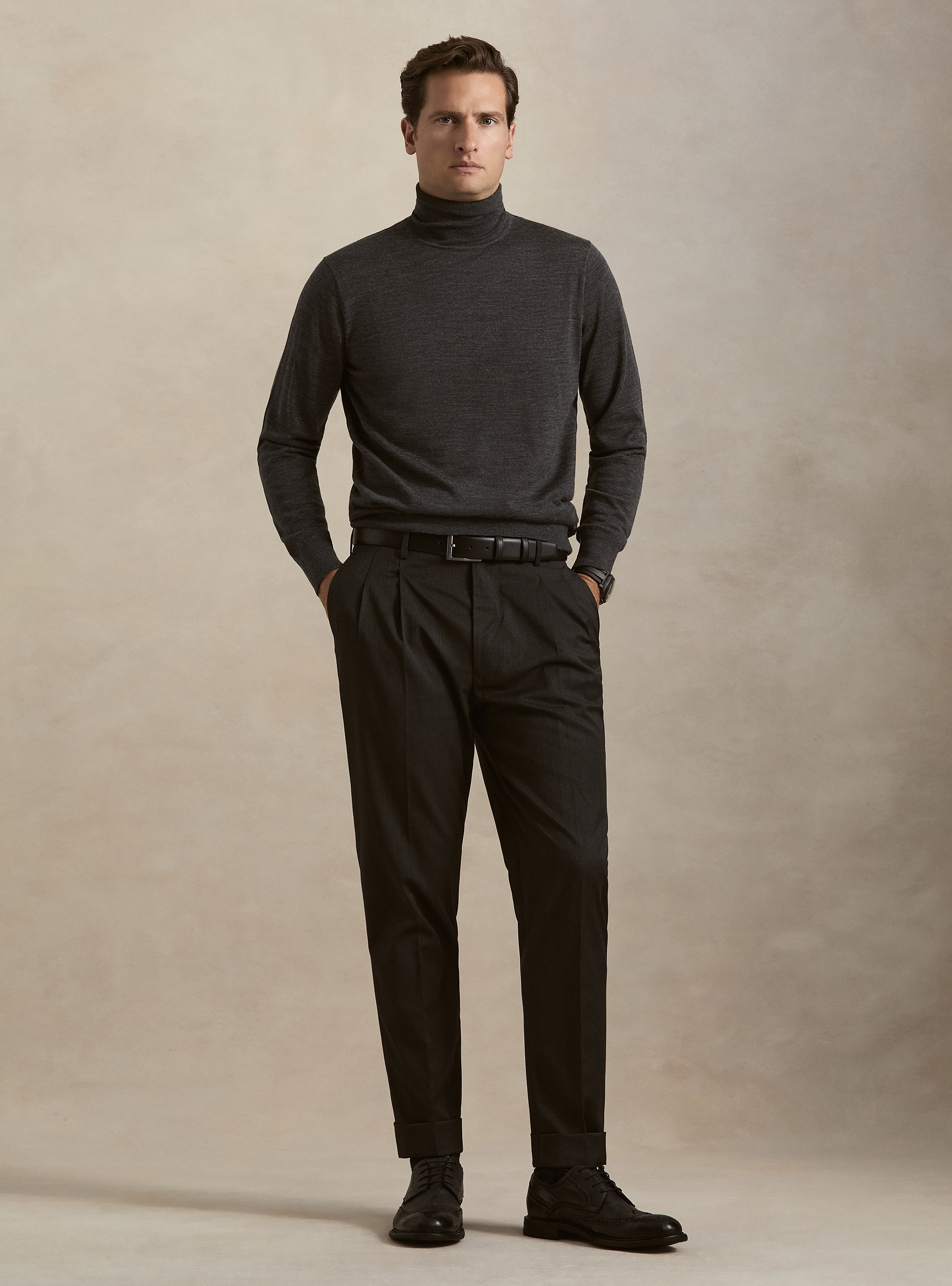 Pantaloni classici con pince, ASFALTO