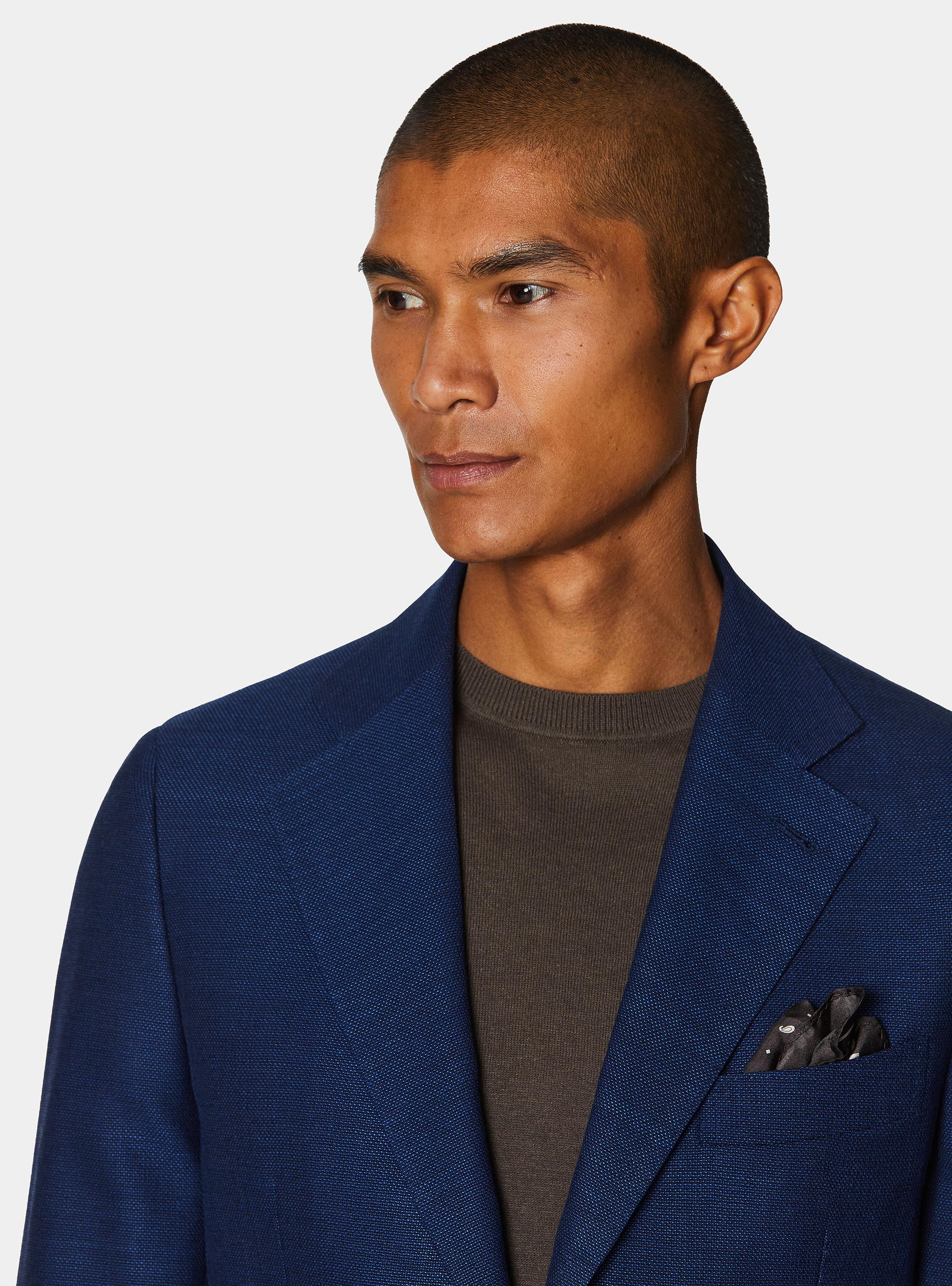Giacca hopsack in pura lana, BLU