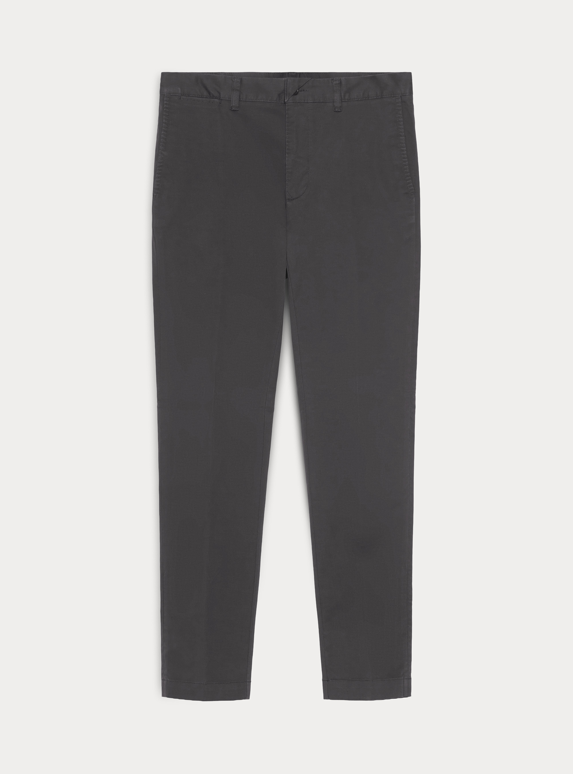 Pantaloni chino slim fit in twill stretch, ASFALTO 0112C
