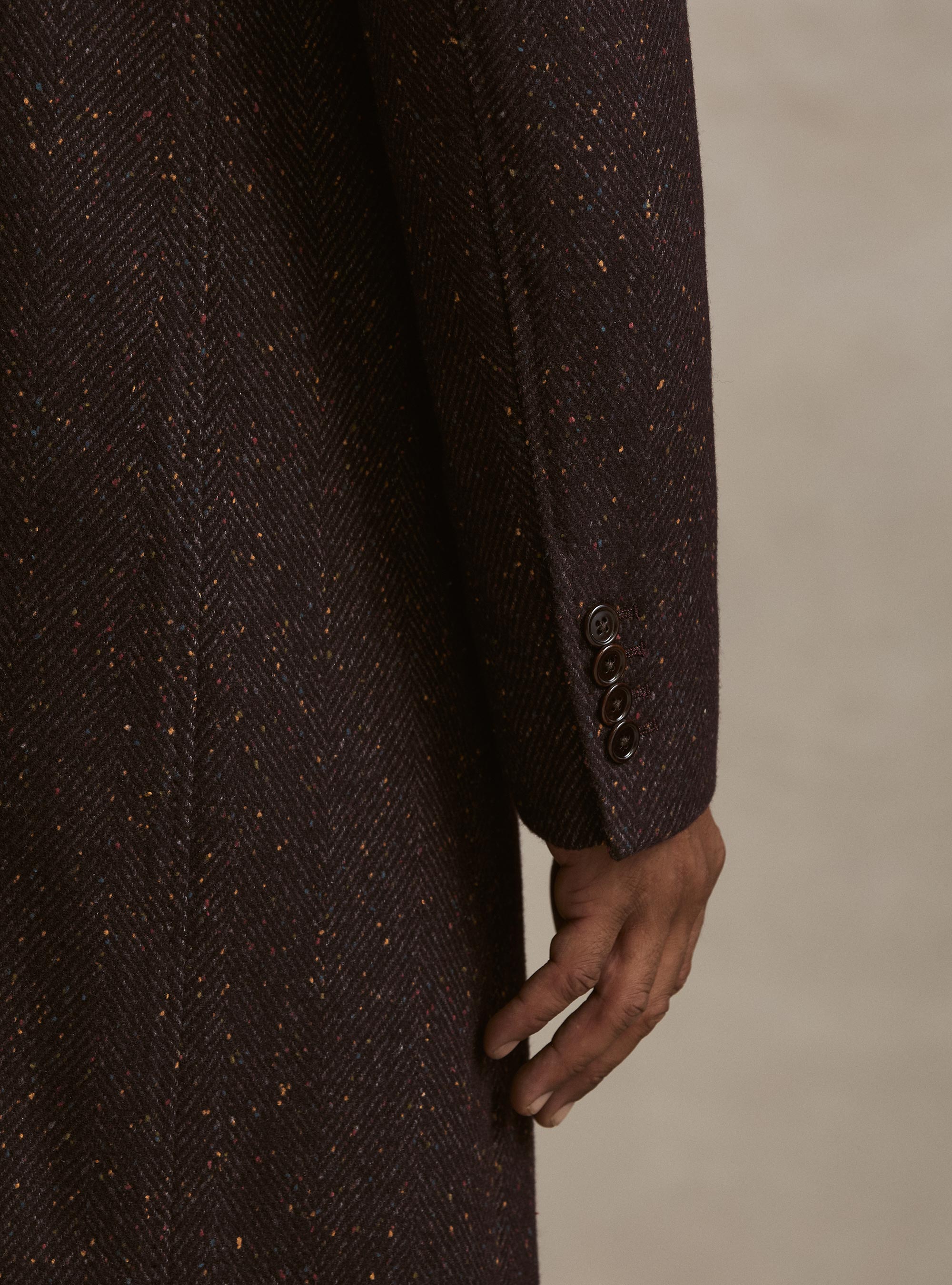 Cappotto in misto lana bottonata, BORDEAUX