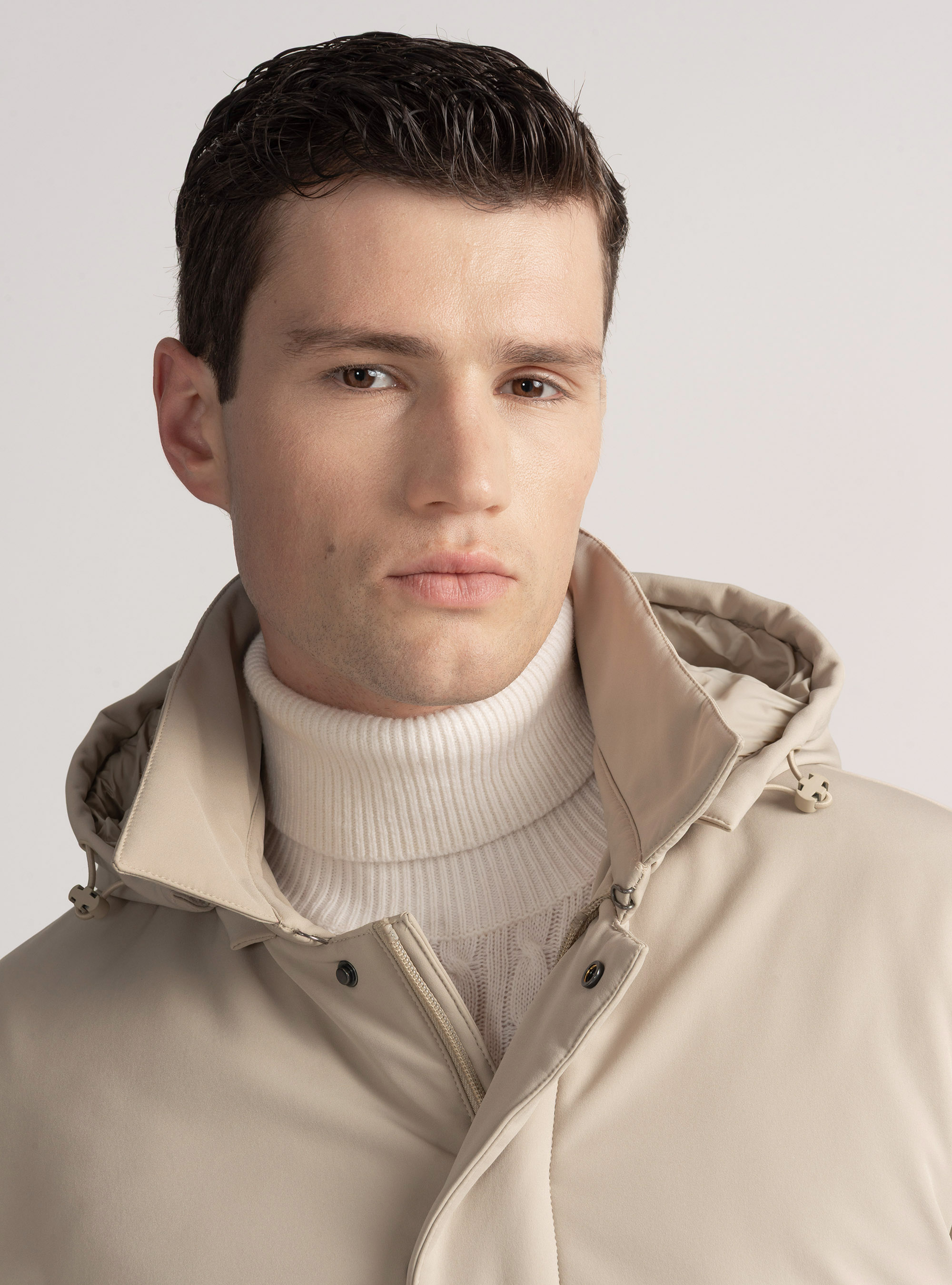 Parka tecnico con cappuccio, SABBIA