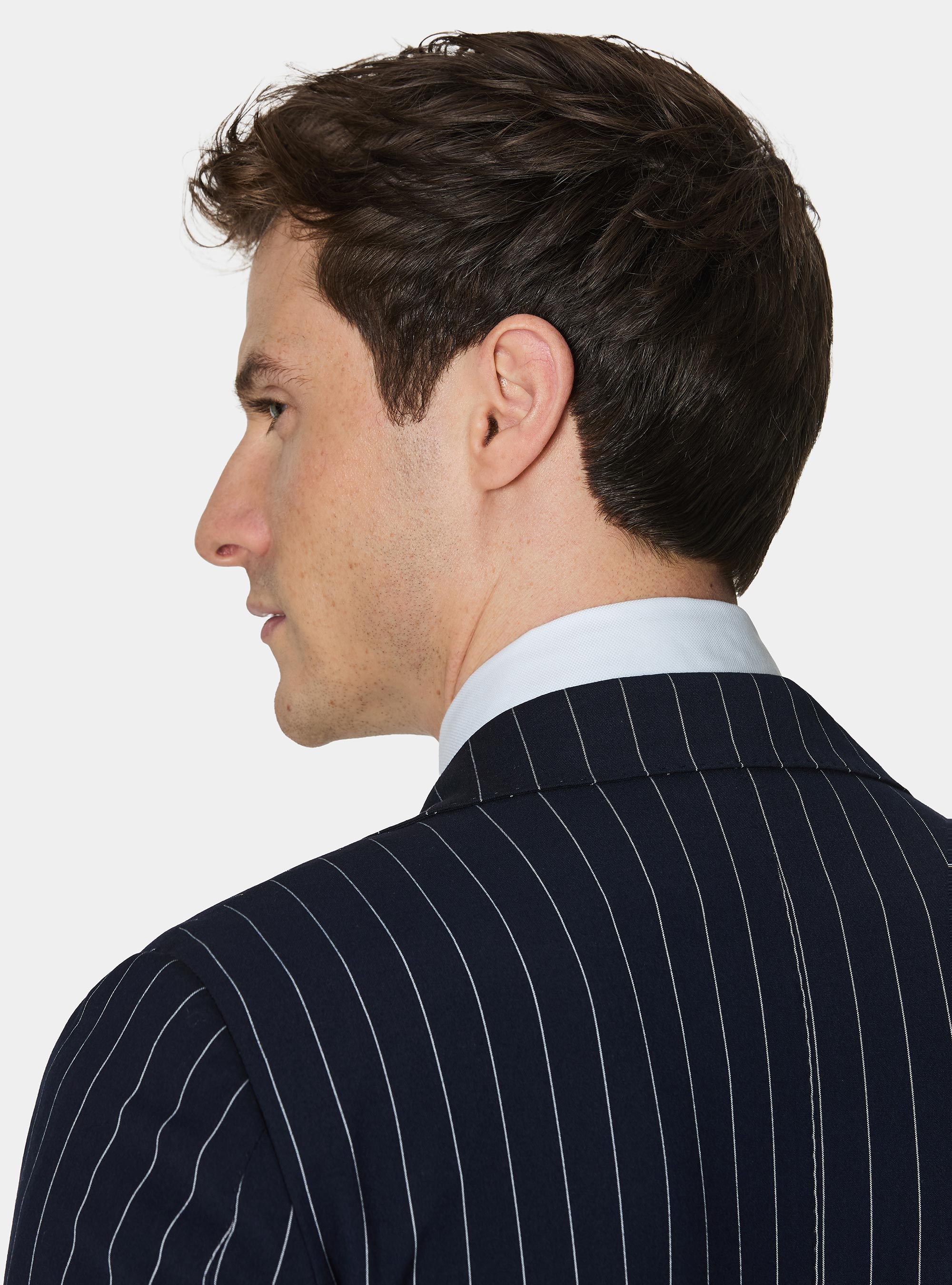 Giacca abito monopetto gessato, BLU NAVY