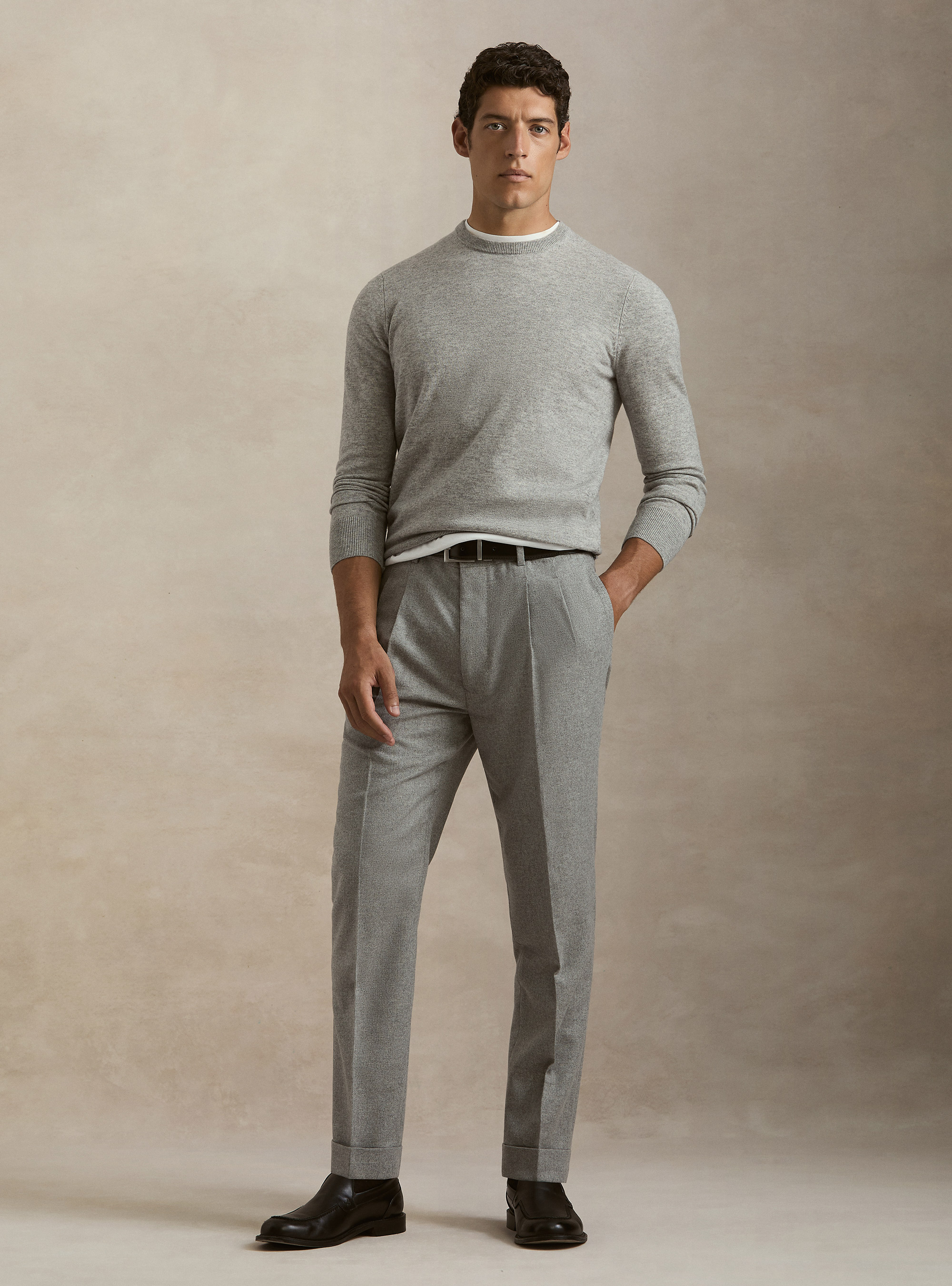 Girocollo in maglia in lana e cashmere, GRIGIO CHIARO MELANGE
