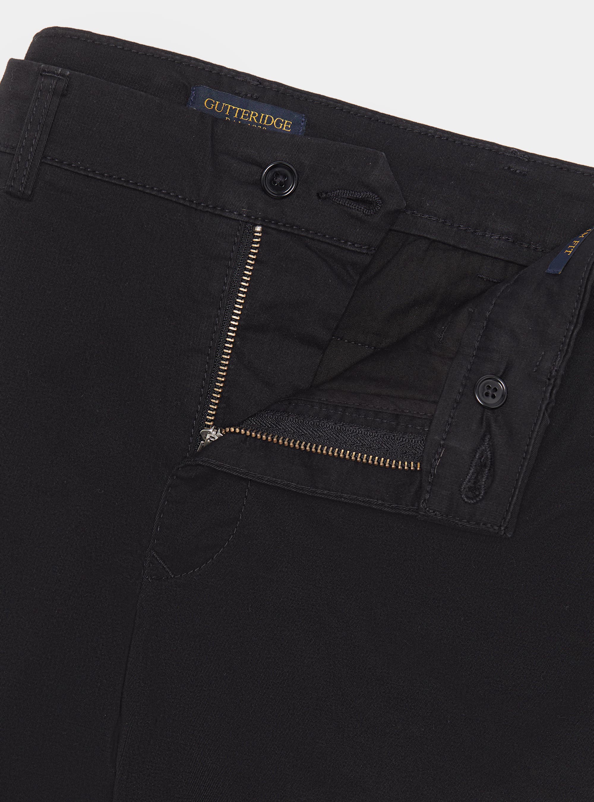Pantaloni chino slim fit in twill stretch, NERO