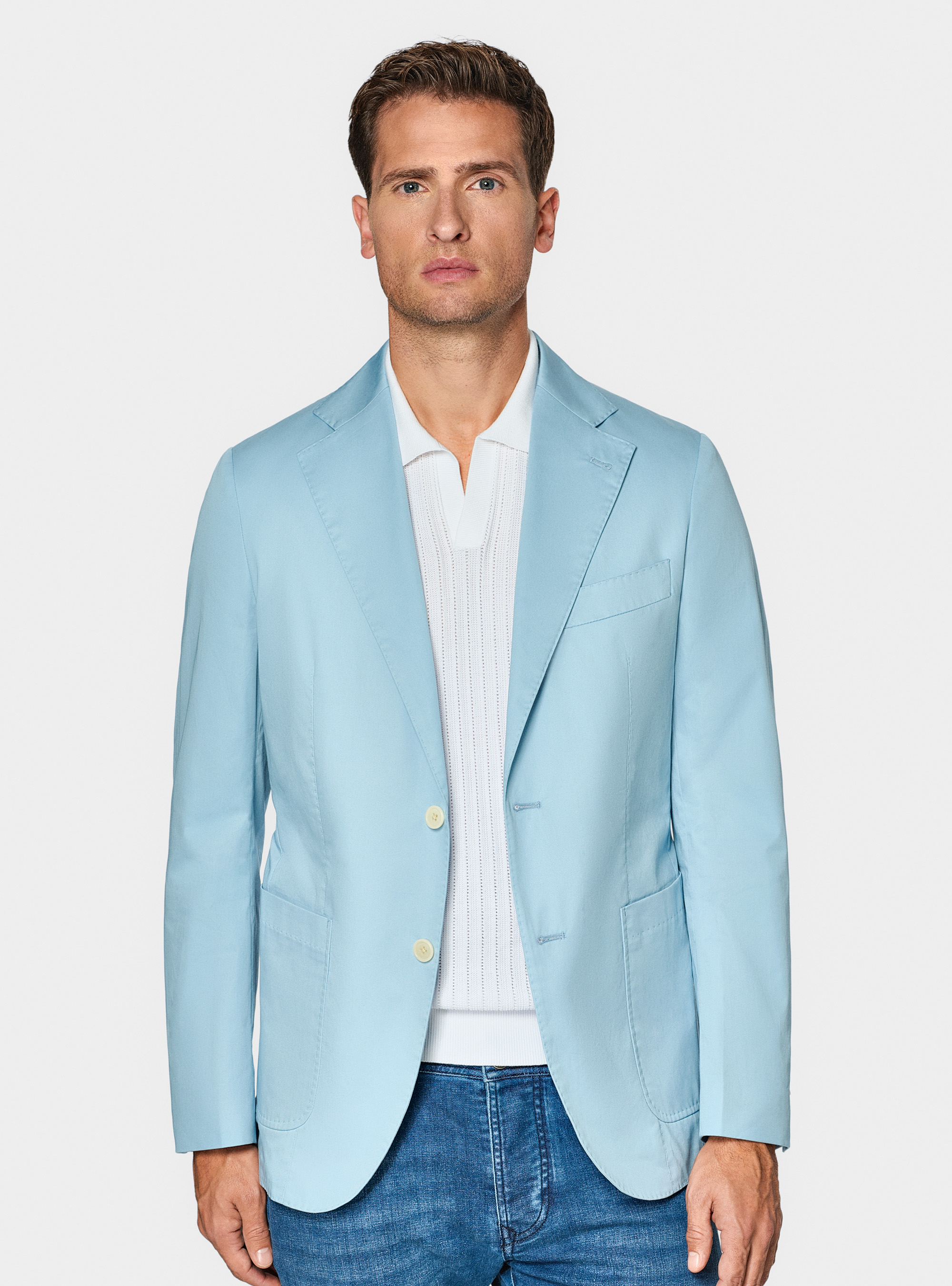 Giacca in cotone popeline, AZZURRO