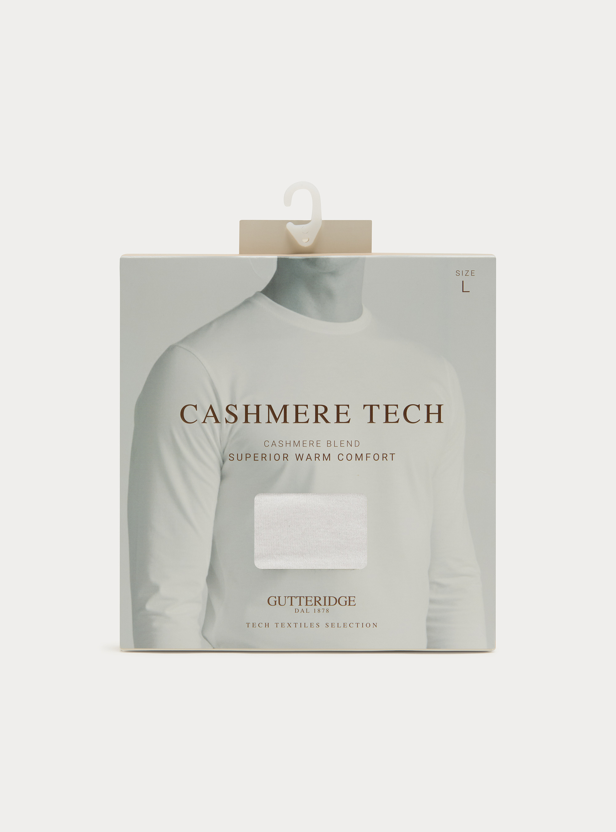 T-shirt manica lunga in misto cashmere, 0055C OFF WHITE