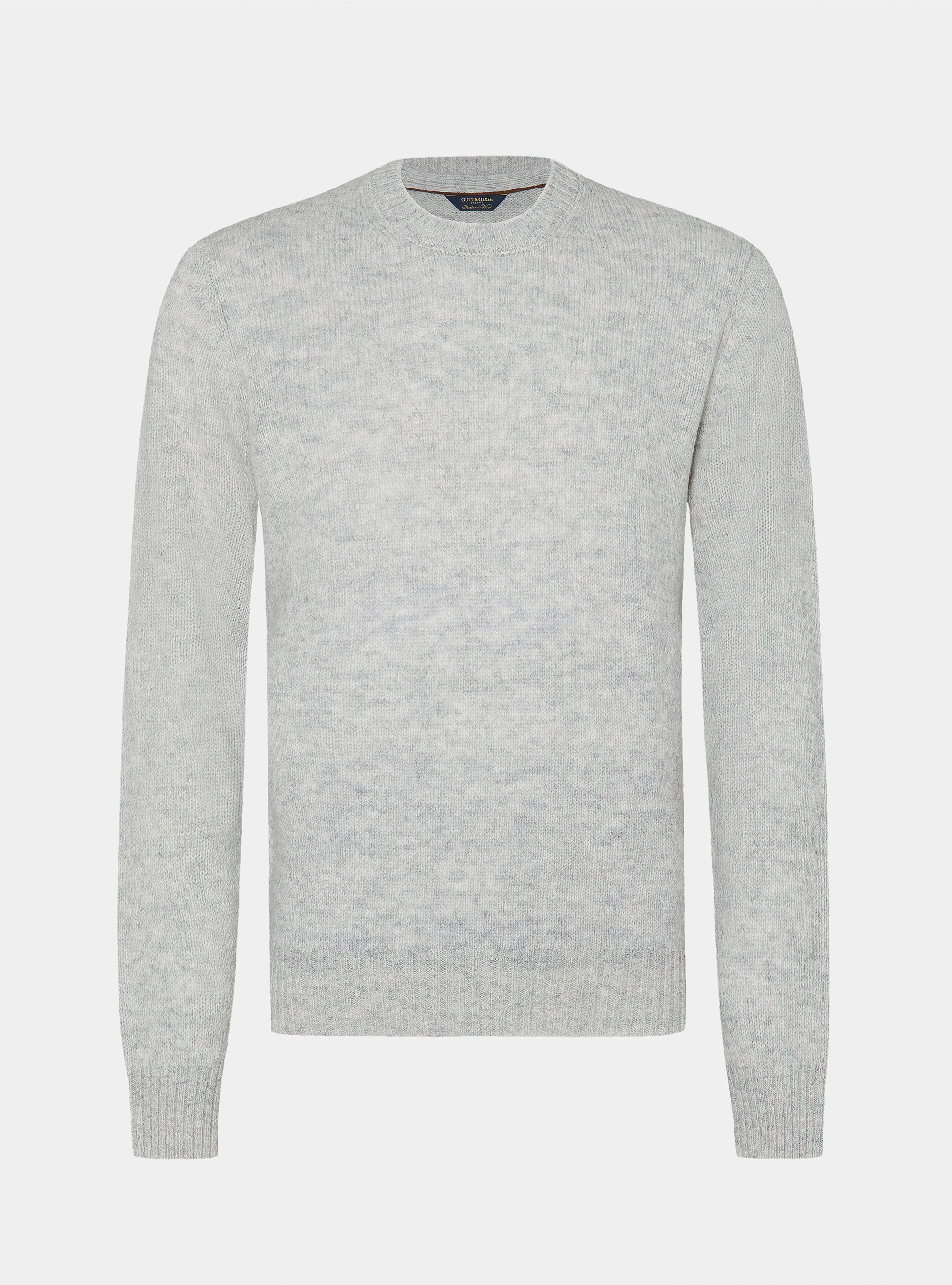 Maglia girocollo in pura lana shetland, GRIGIO CHIARO MELANGE