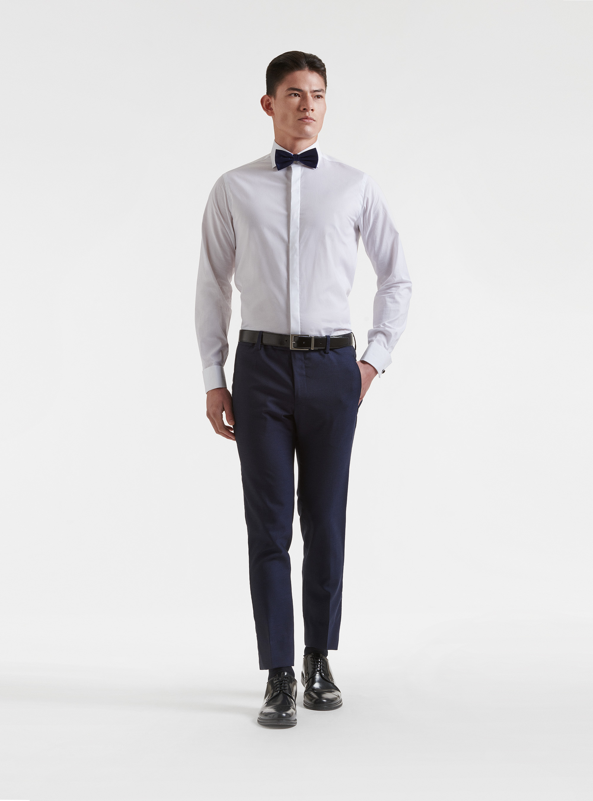 Pantaloni smoking in pura lana Vitale Barberis Canonico, BLU NAVY