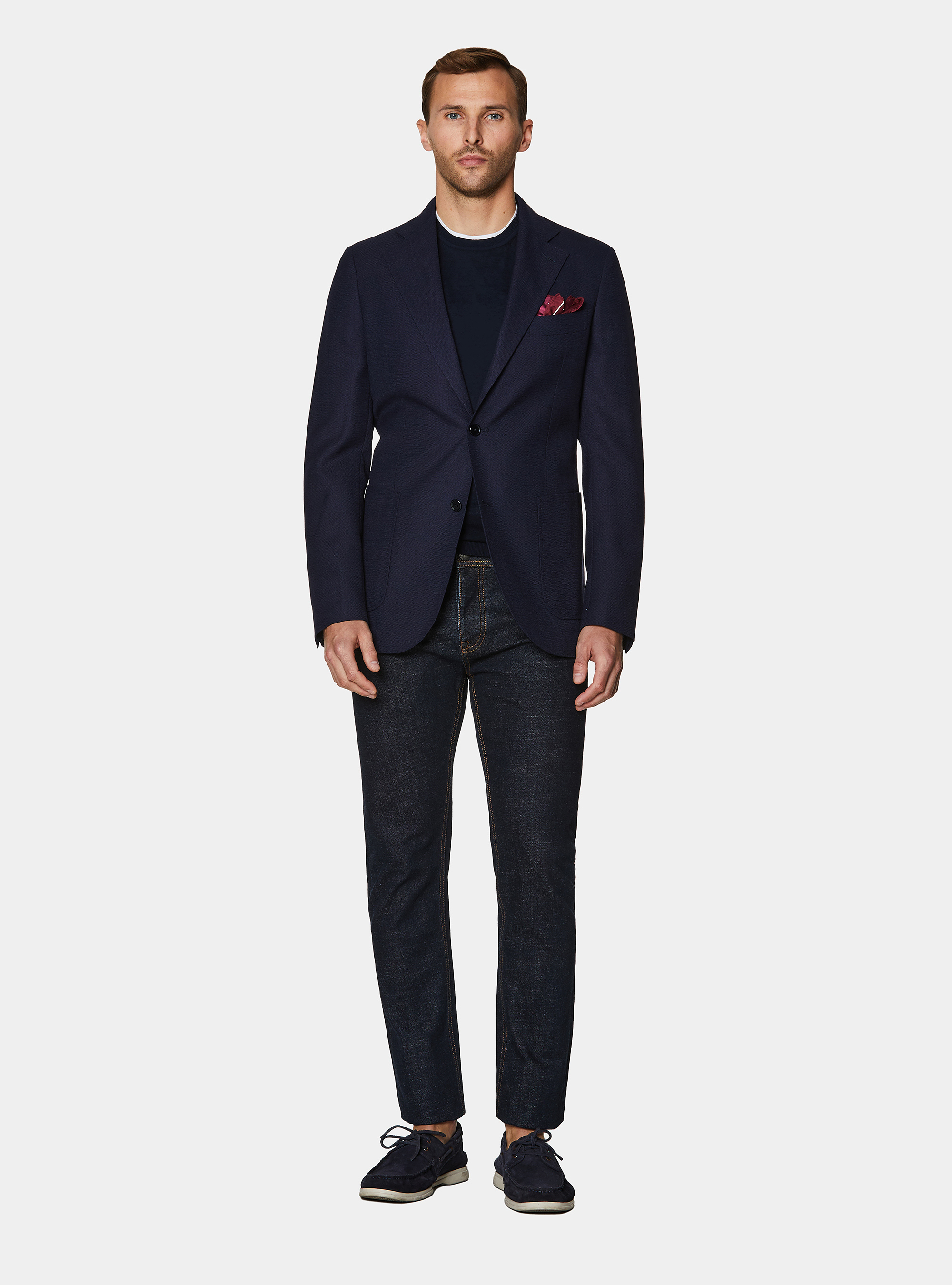 Giacca hopsack in pura lana, BLU NAVY