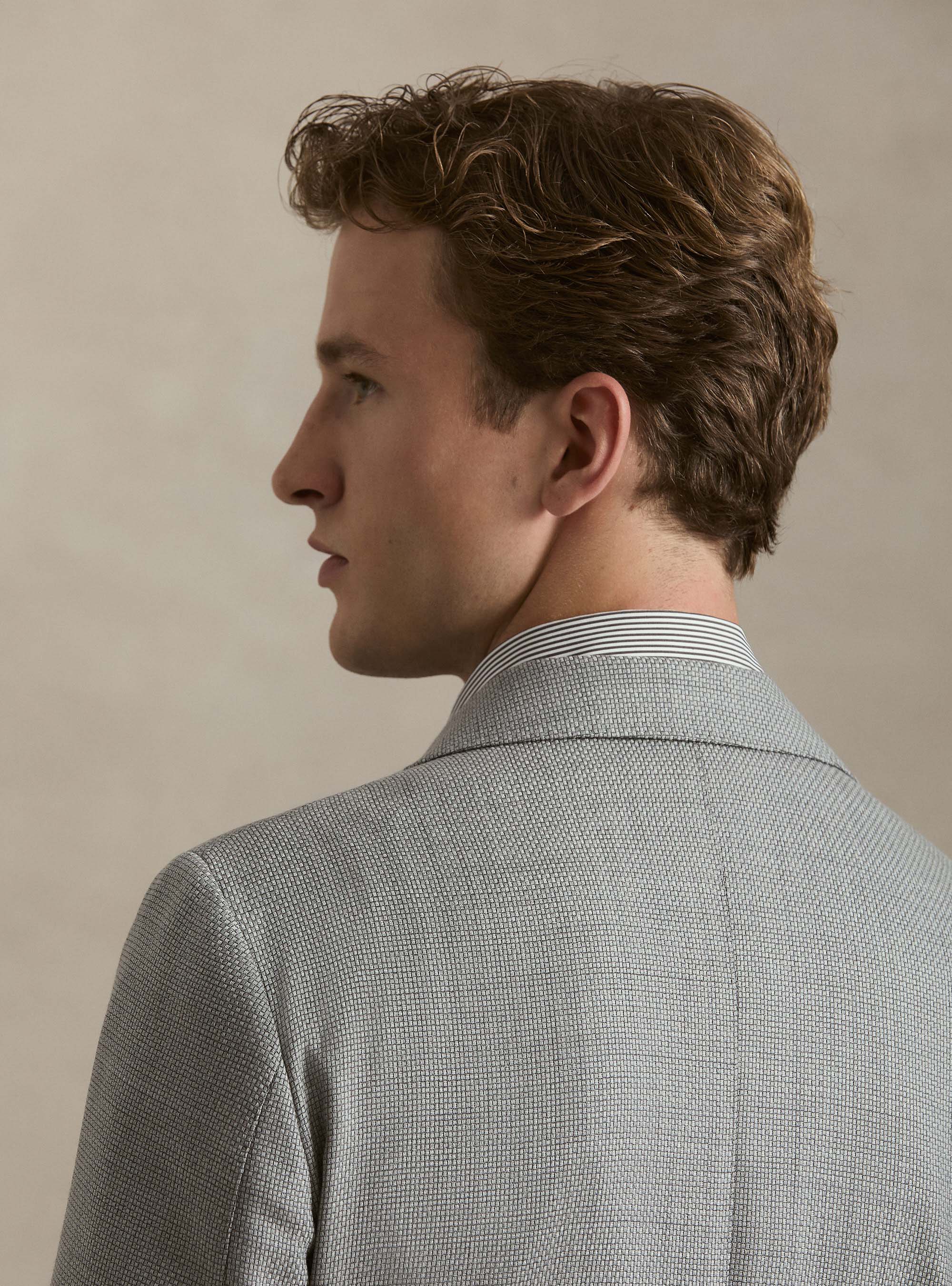 Giacca in lana hopsack, GRIGIO CHIARO