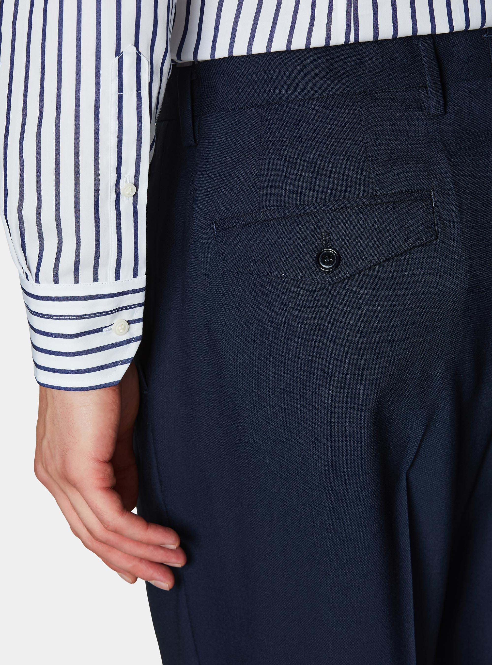 Pantaloni doppia pince in pura lana Vitale Barberis Canonico, NAVY