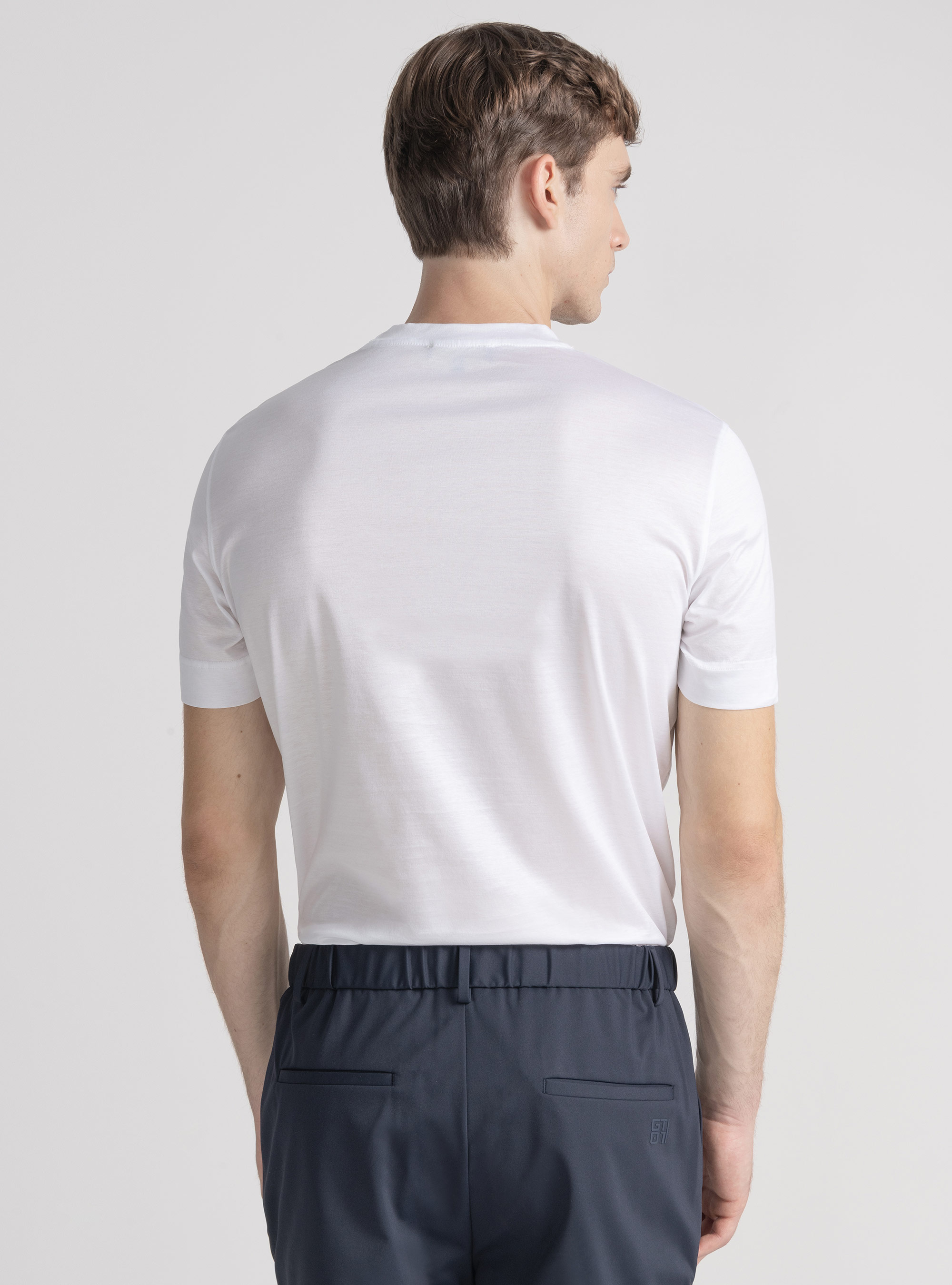 T-shirt mezza manica in filo di Scozia, BIANCO
