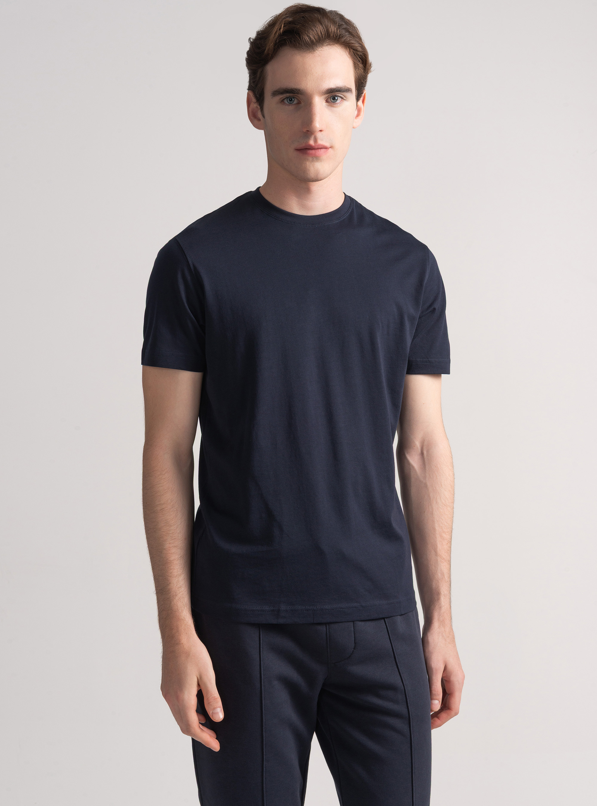 T-shirt mezza manica in cotone Supima, BLU NAVY