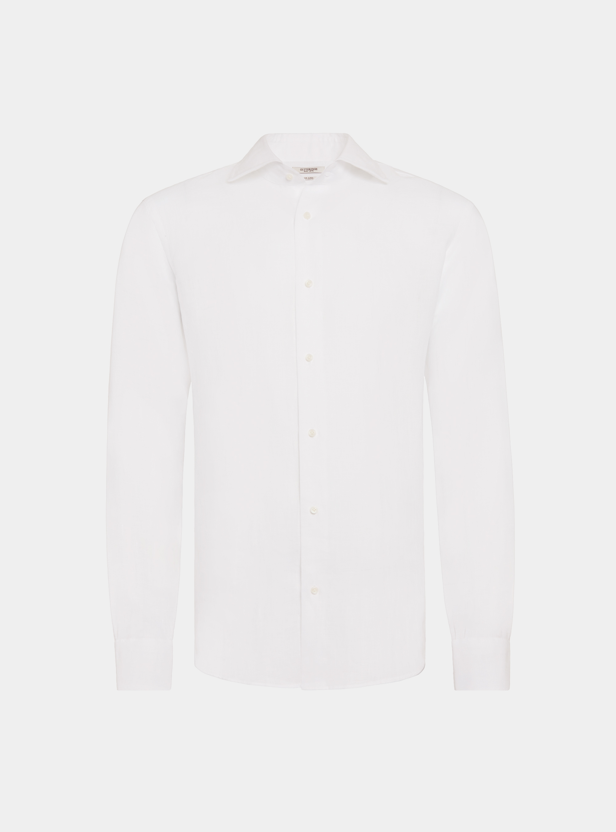 Camicia collo italiano in puro lino, BIANCO