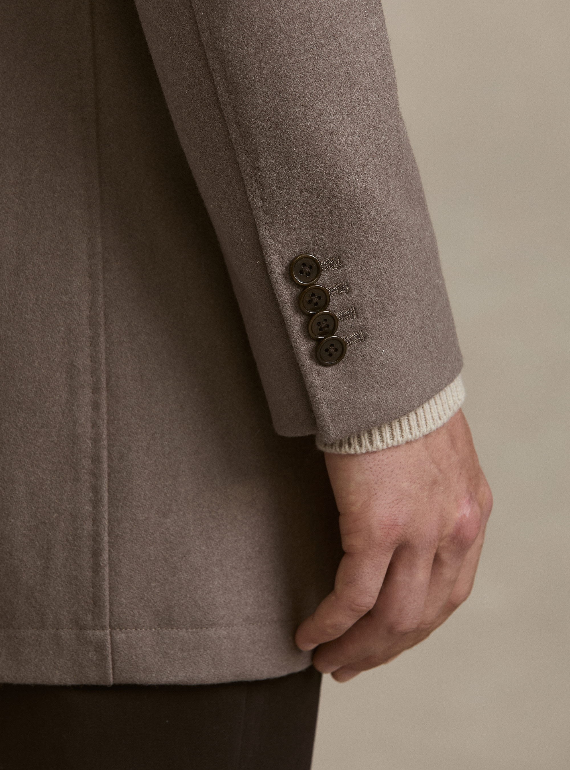 Cappotto in misto lana con pettorina, FANGO 0555C