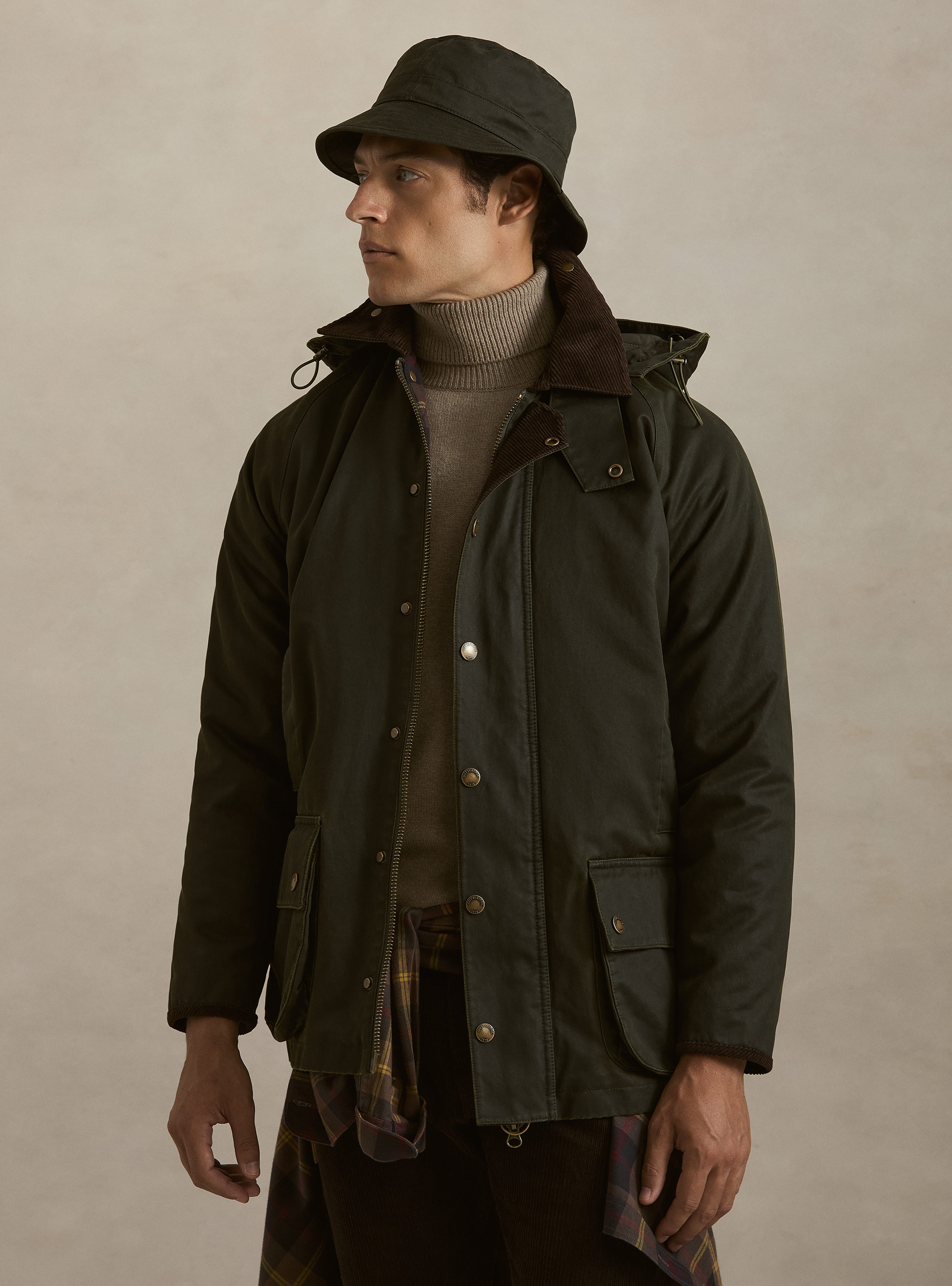 Giacca cerata in misto cotone, VERDE