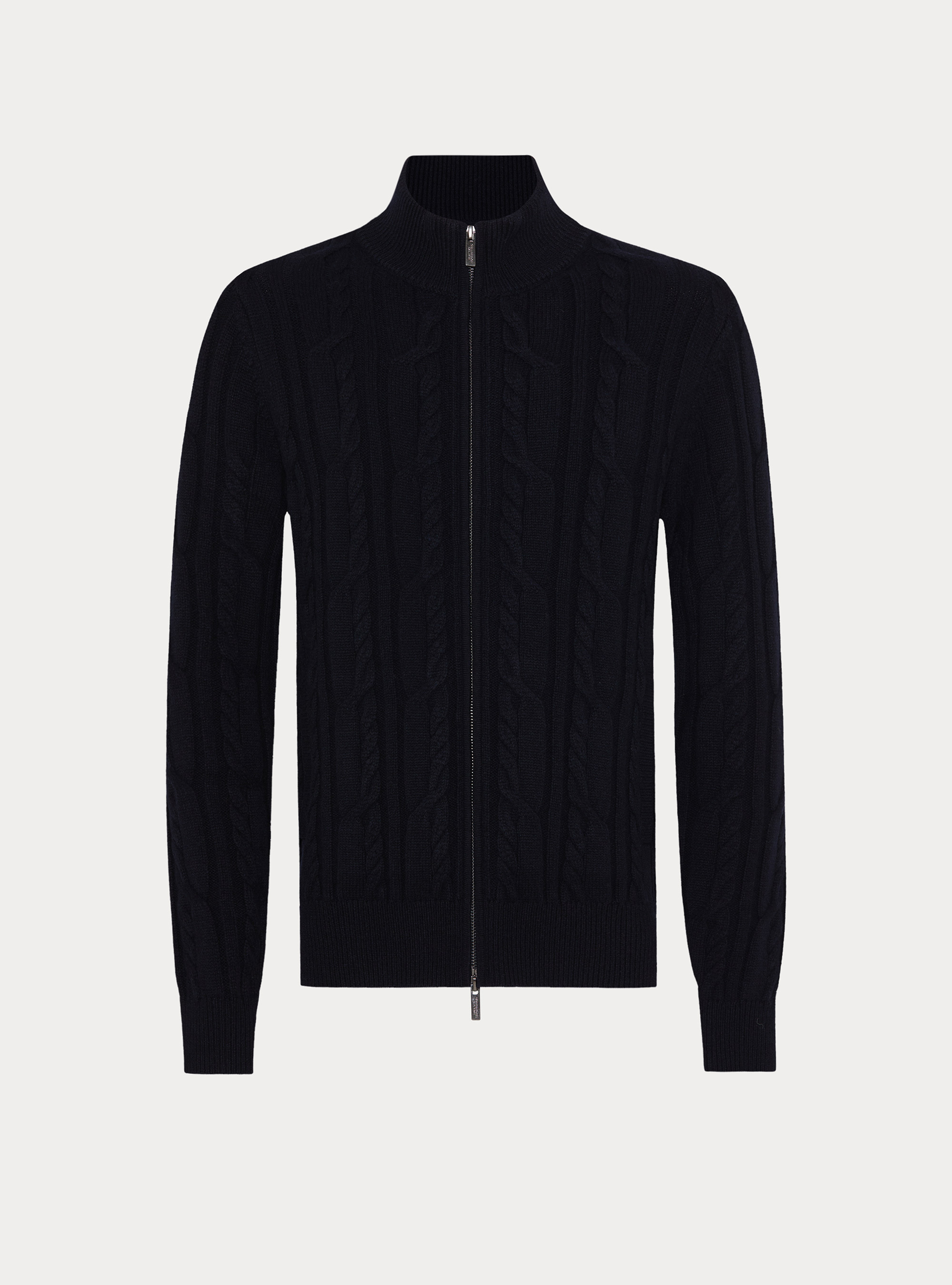 Cardigan a treccia in lana e cashmere, BLU NAVY