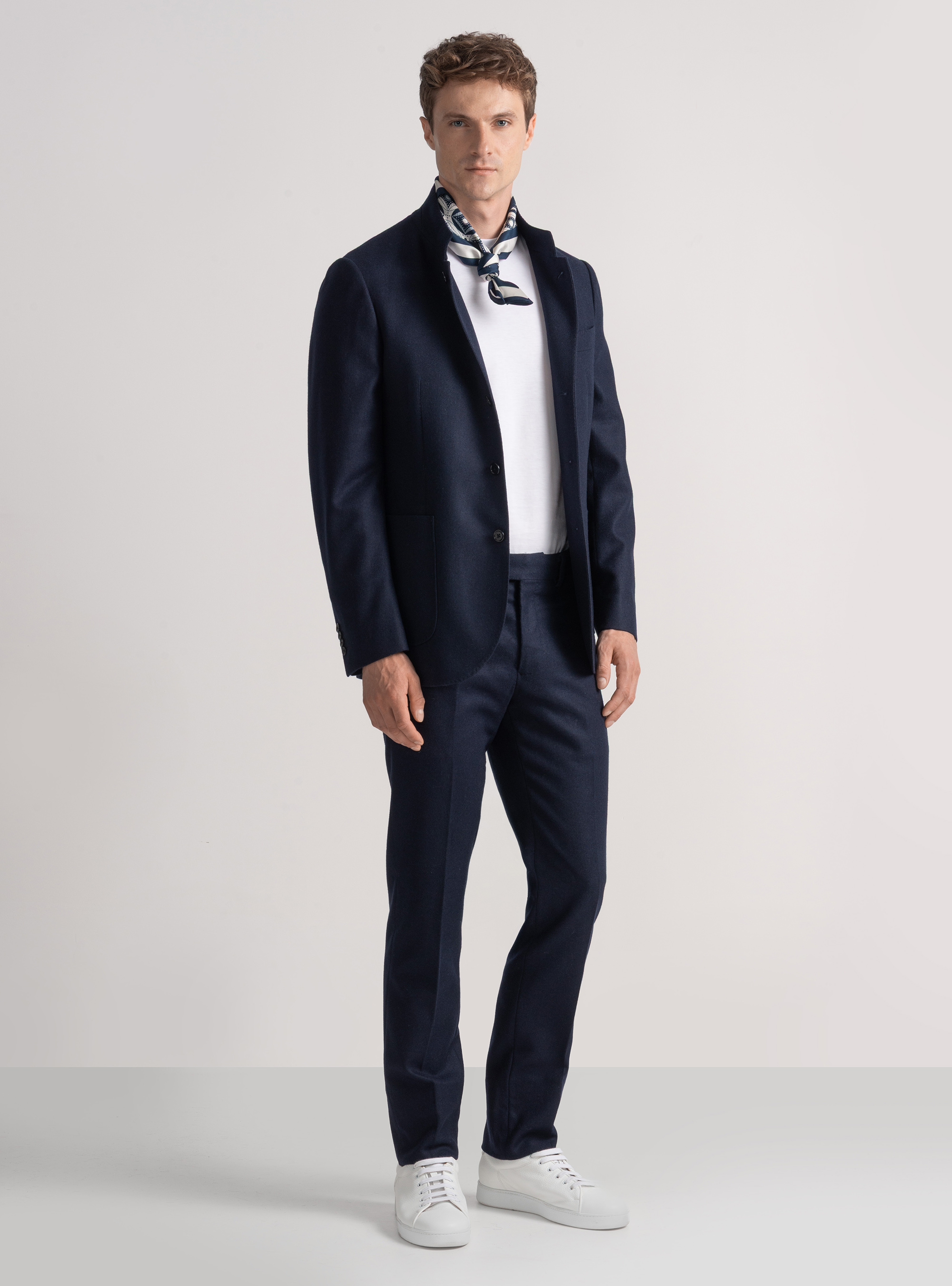 Giacca coreana in flanella di lana, BLU NAVY
