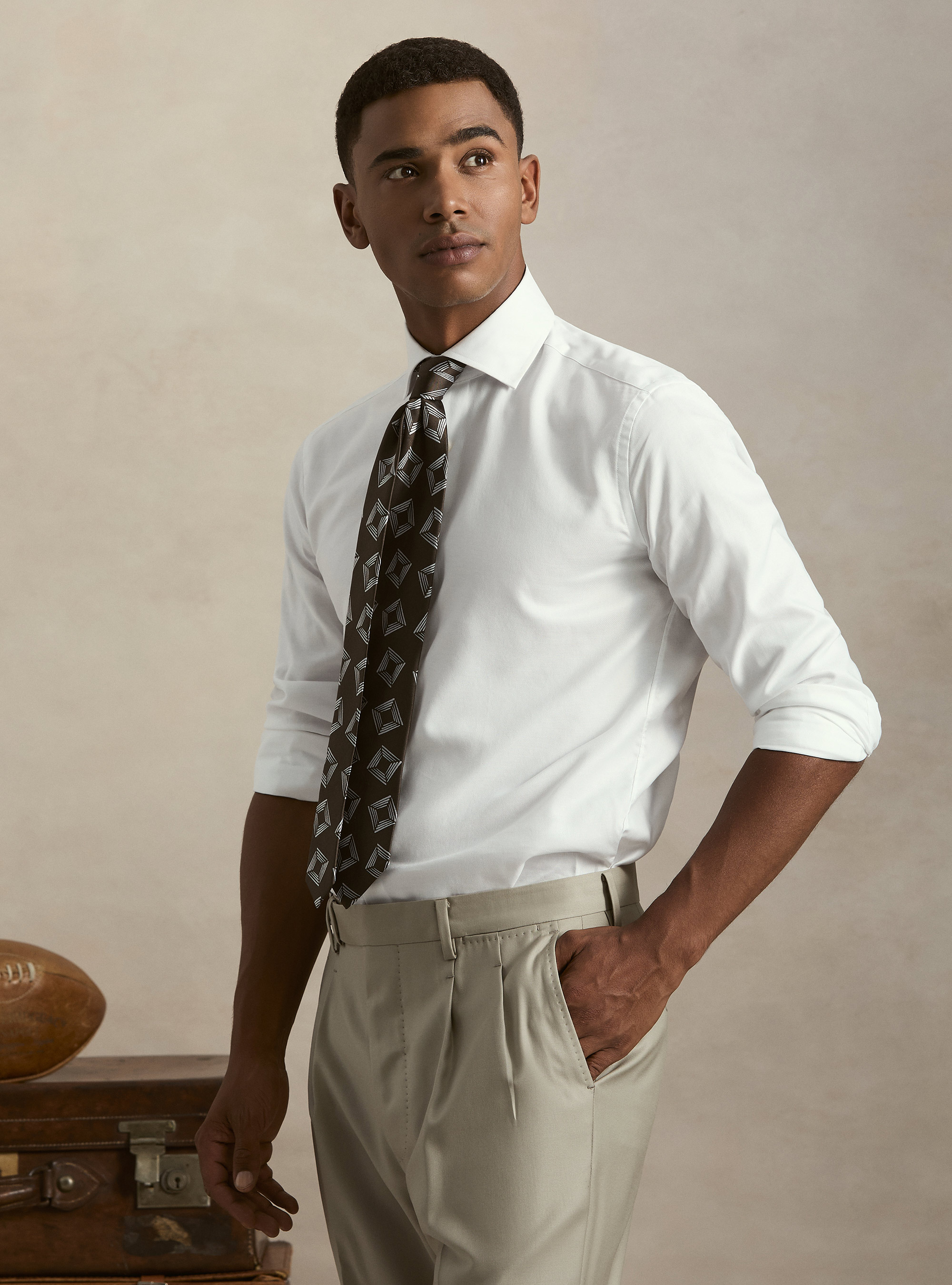 Camicia in cotone oxford, BIANCO