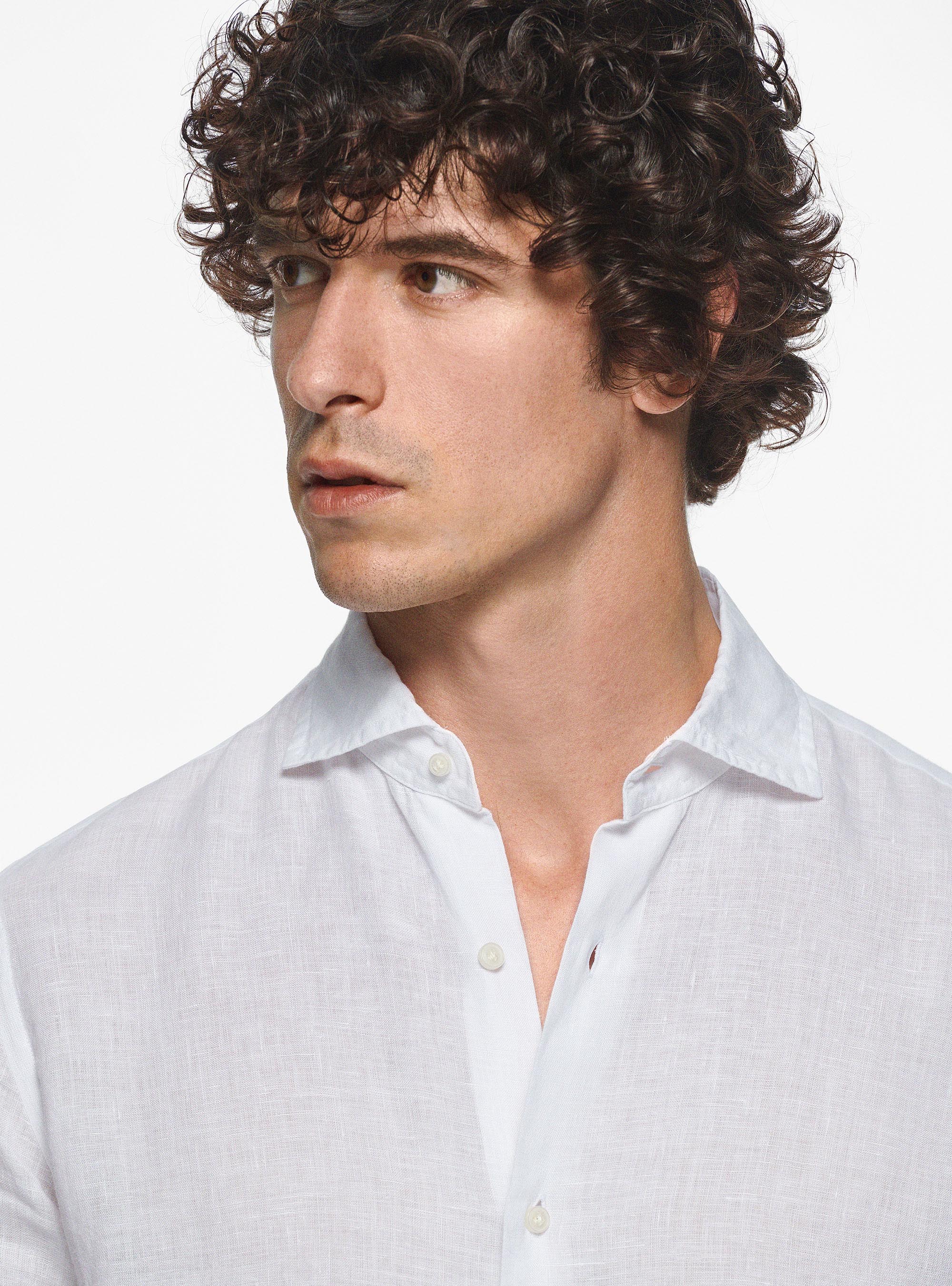 Camicia in puro lino, BIANCO