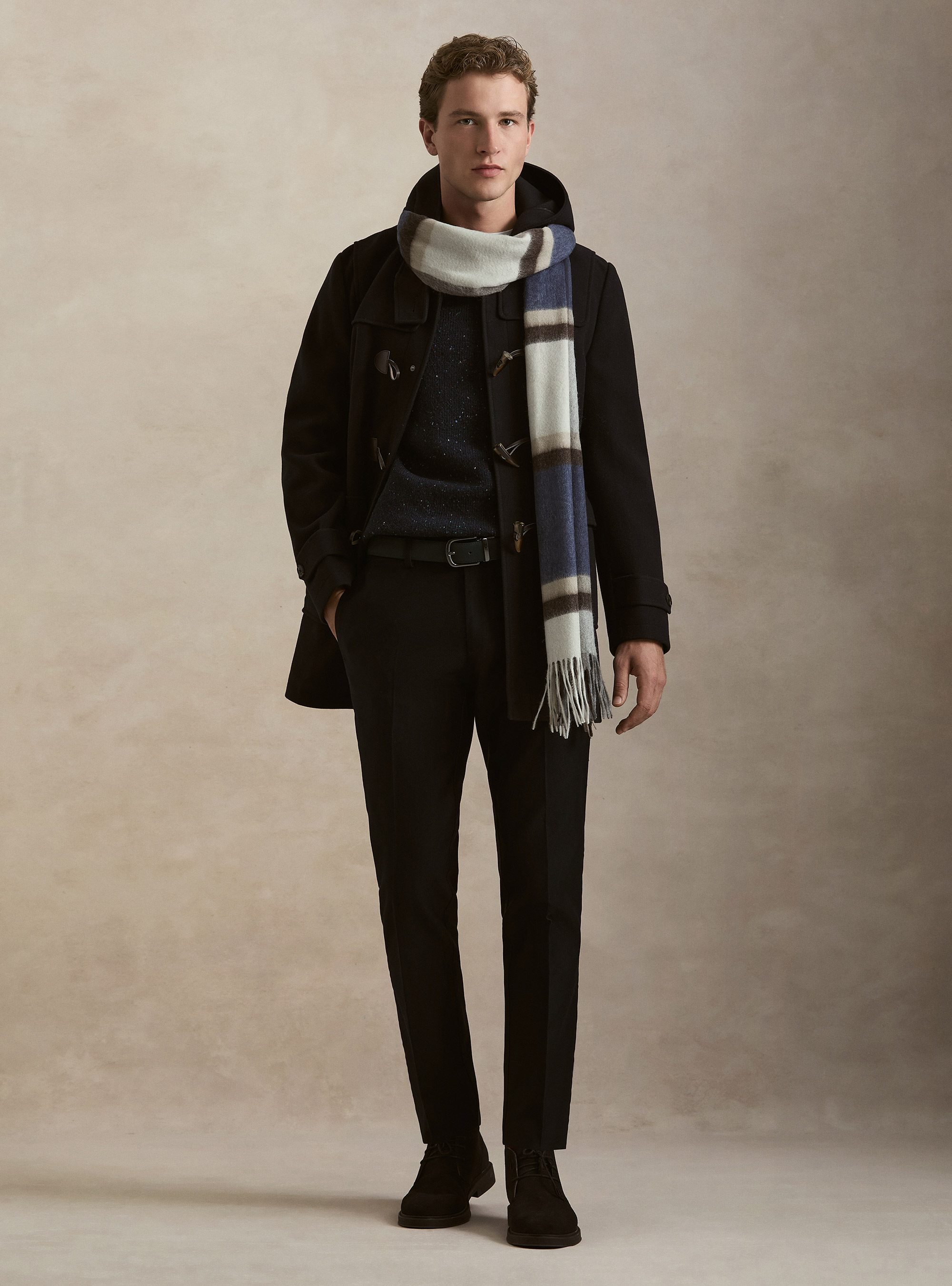 Montgomery con cappuccio in misto lana, BLU NAVY