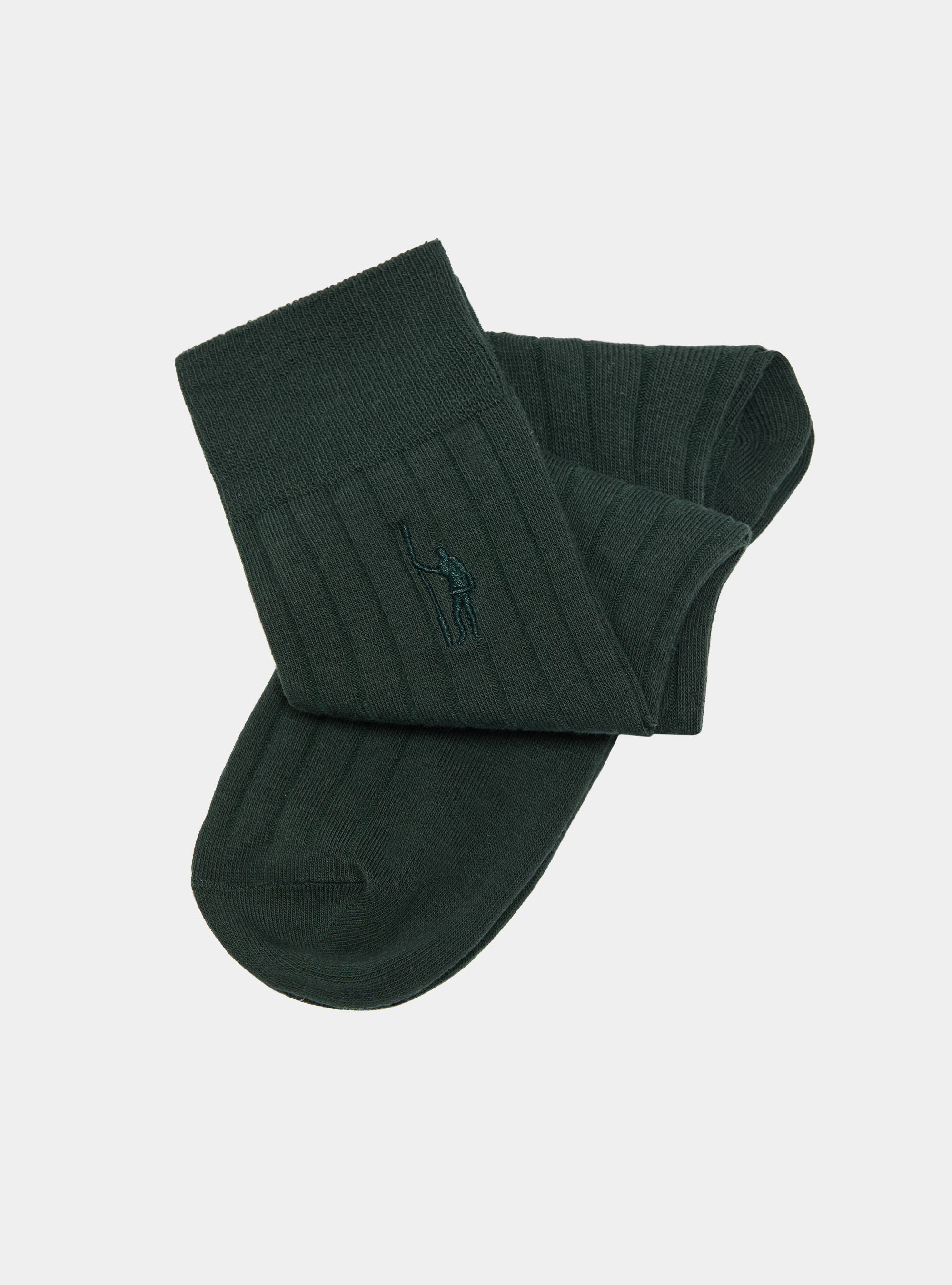 Calzini a costina con ricamo, VERDE