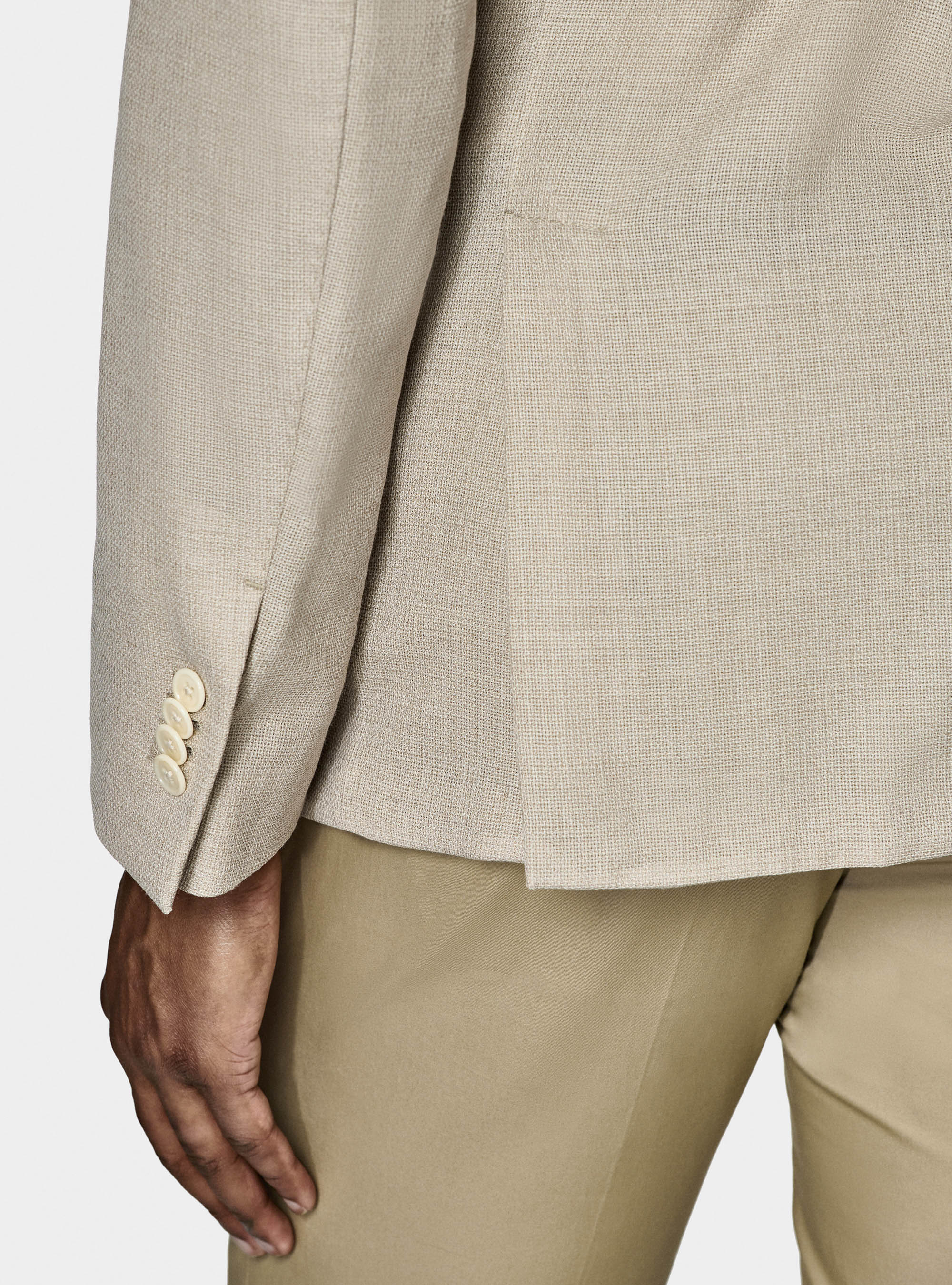 Giacca in pura lana micro texture, ECRU