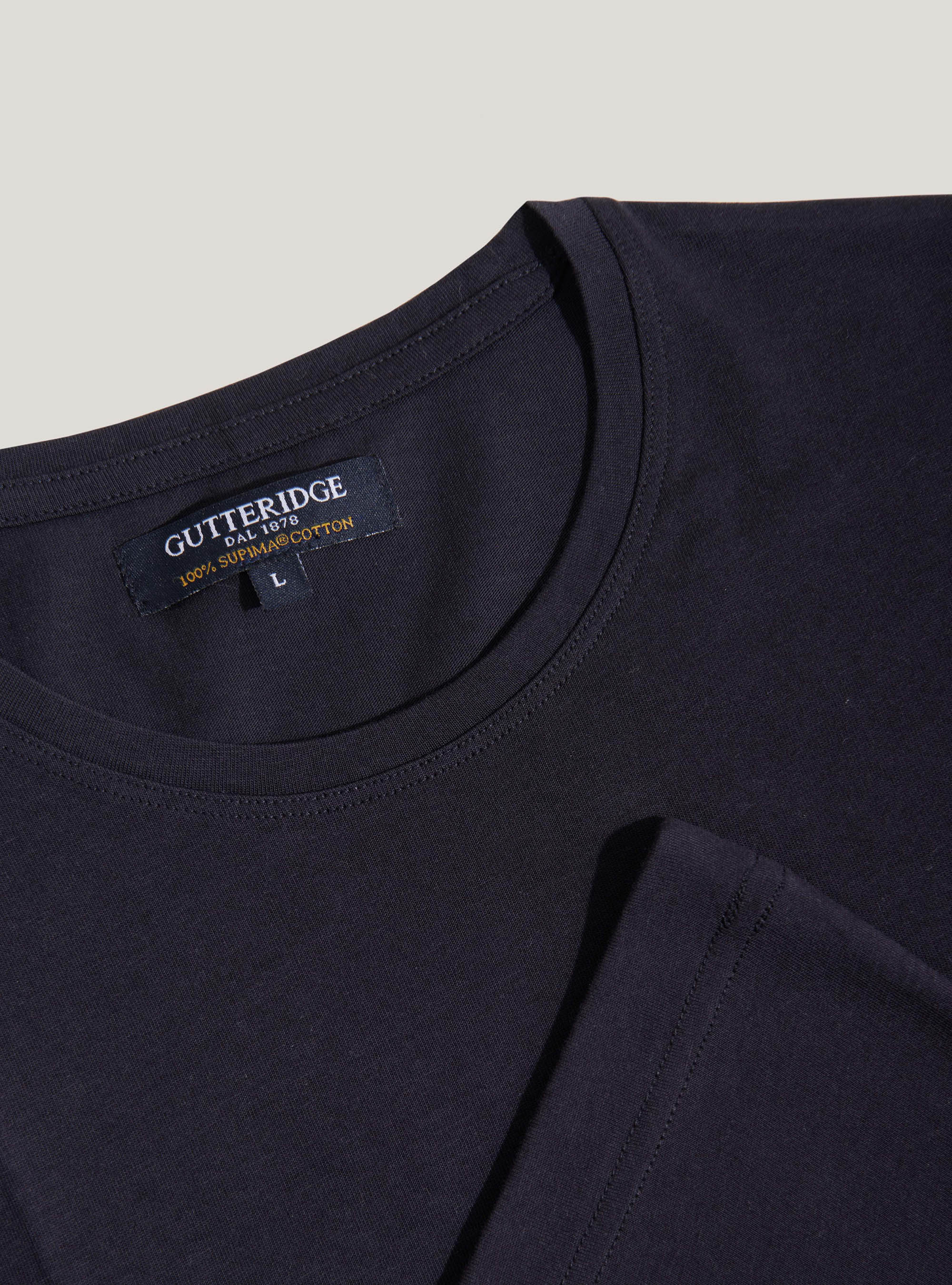 Tshirt mezza manica in jersey di cotone supima, BLU NAVY