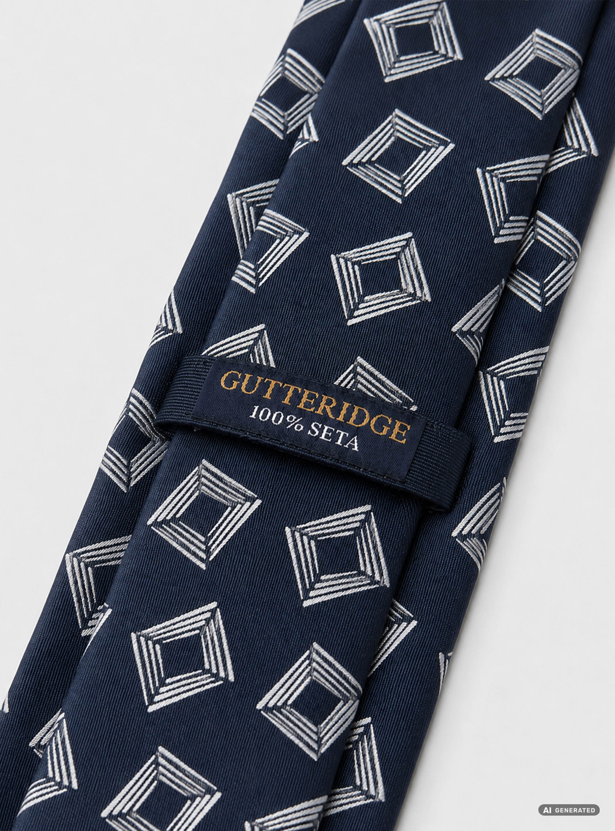 Cravatta in twill di seta fantasia geometrica, BLU NAVY