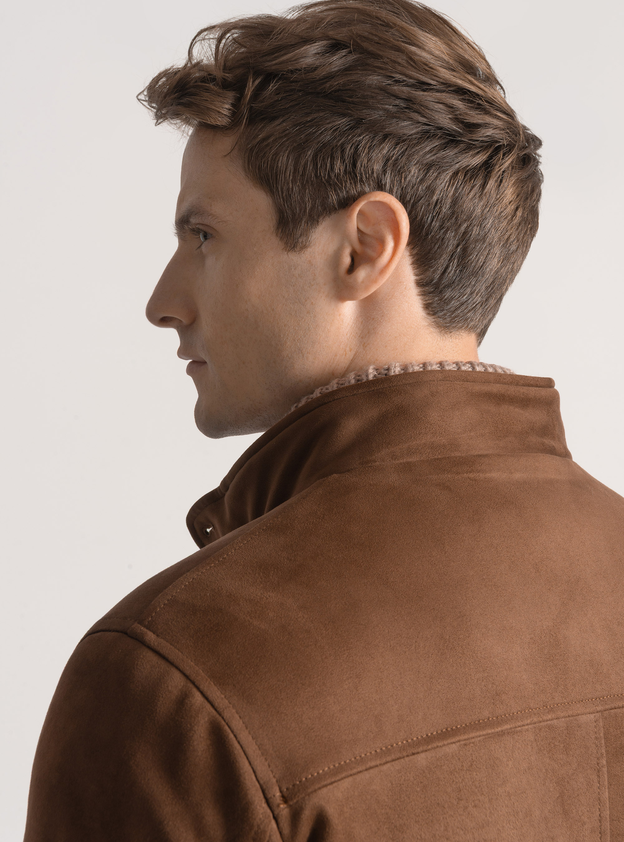 Bomber imbottito effetto suede, MARRONE