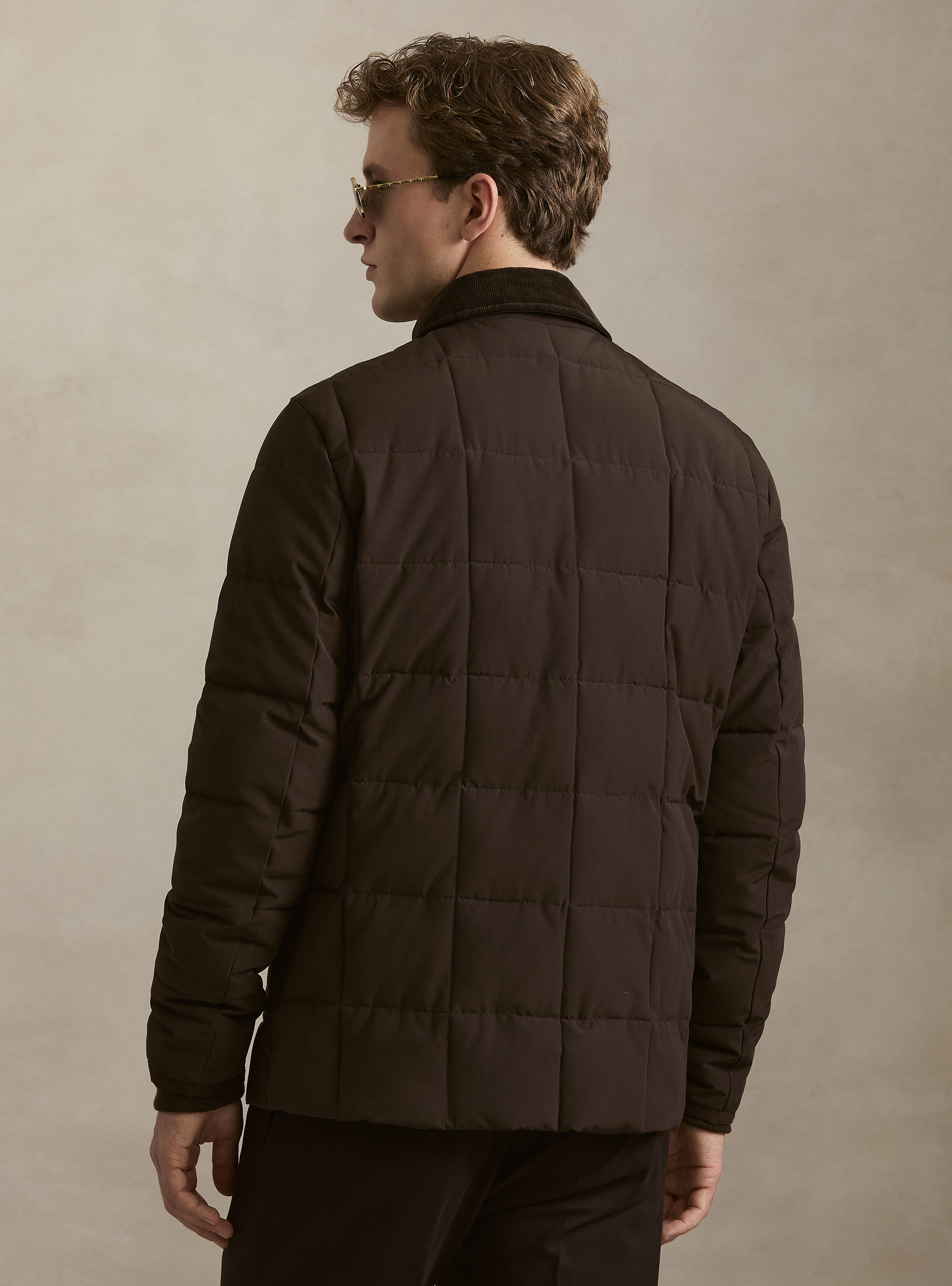 Giubbino classico trapuntato con collo camicia, MARRONE 0508C