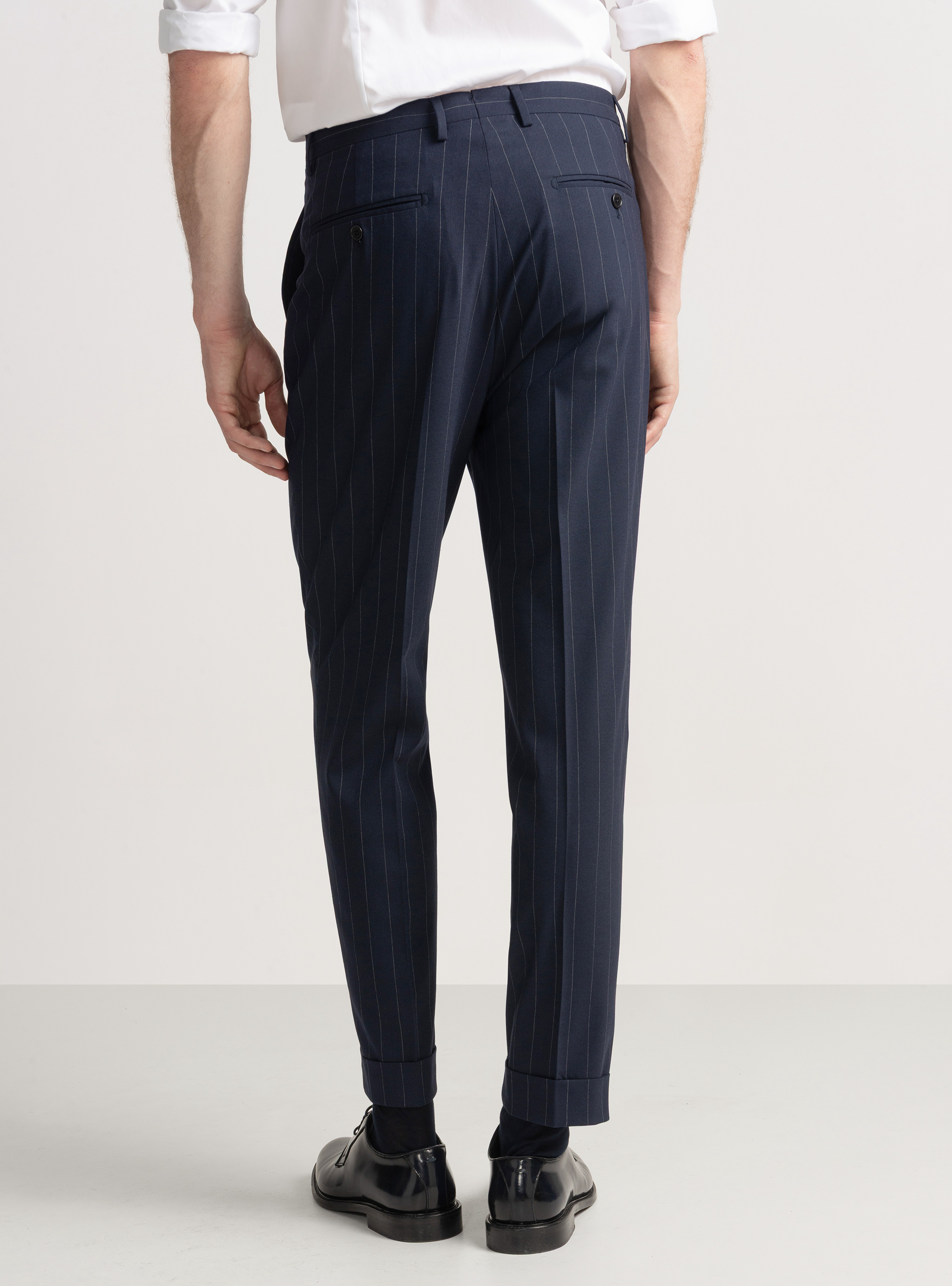 Pantaloni pinces per abito gessato, BLU NAVY