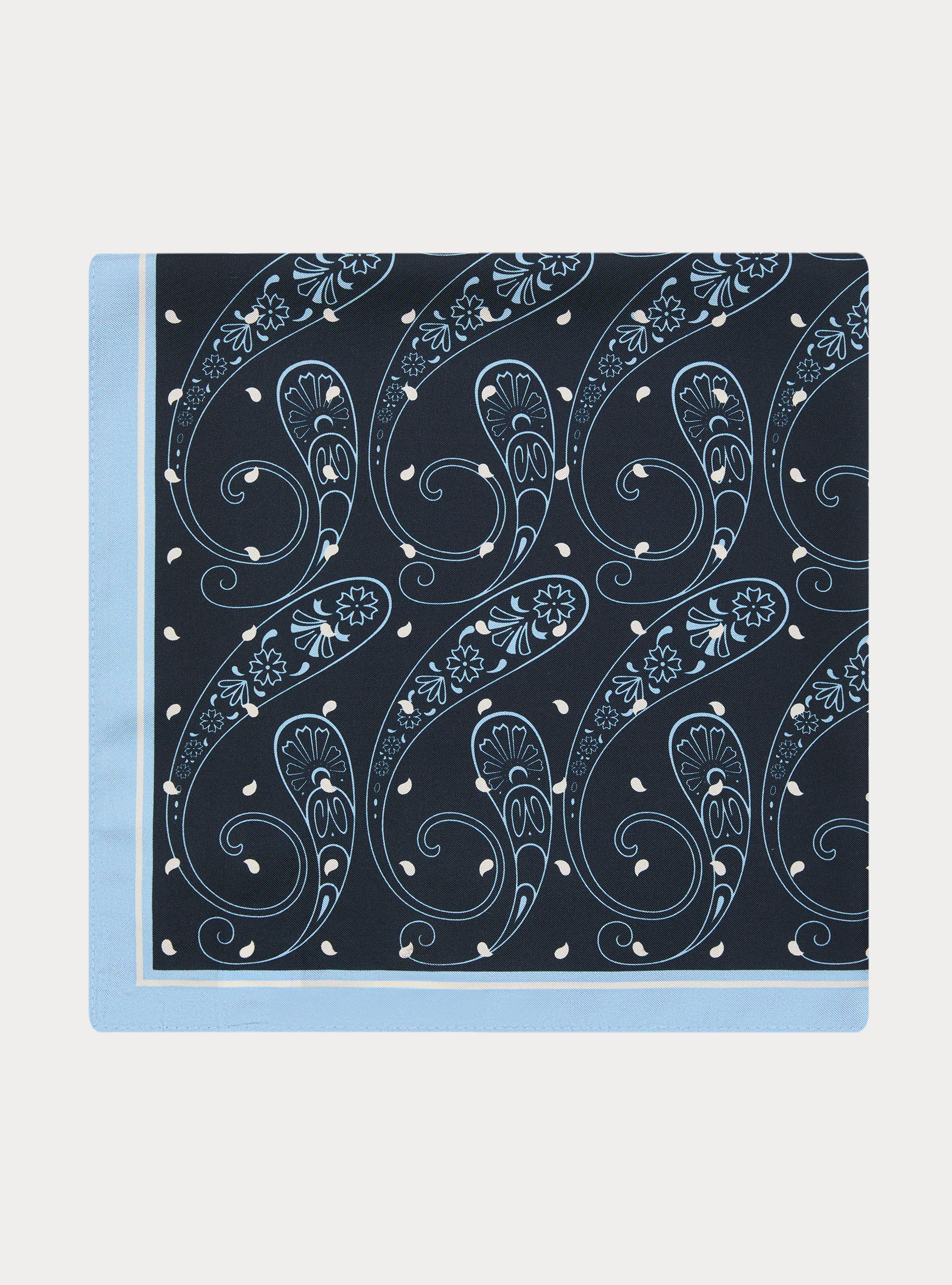 Foulard in seta stampata fantasia paisley, BLU NAVY