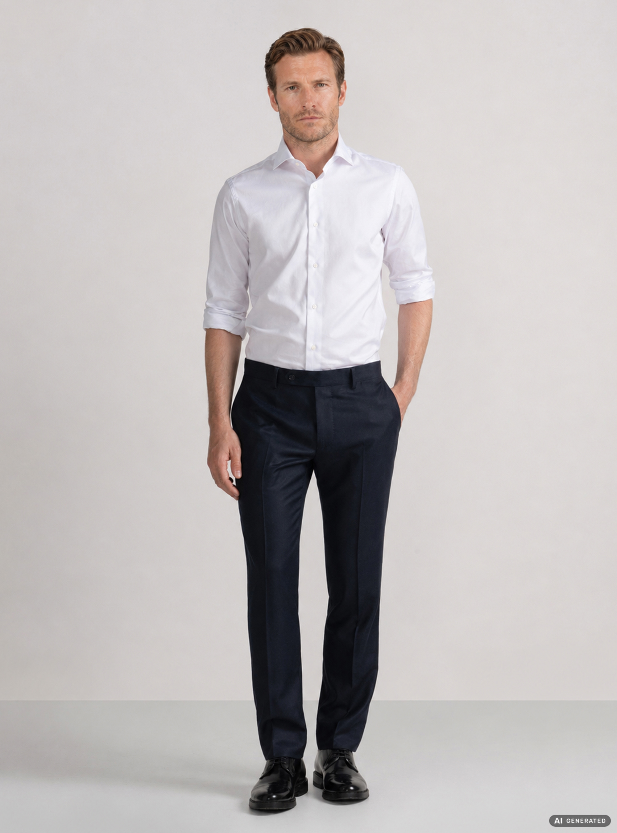 Camicia in cotone twill, BIANCO