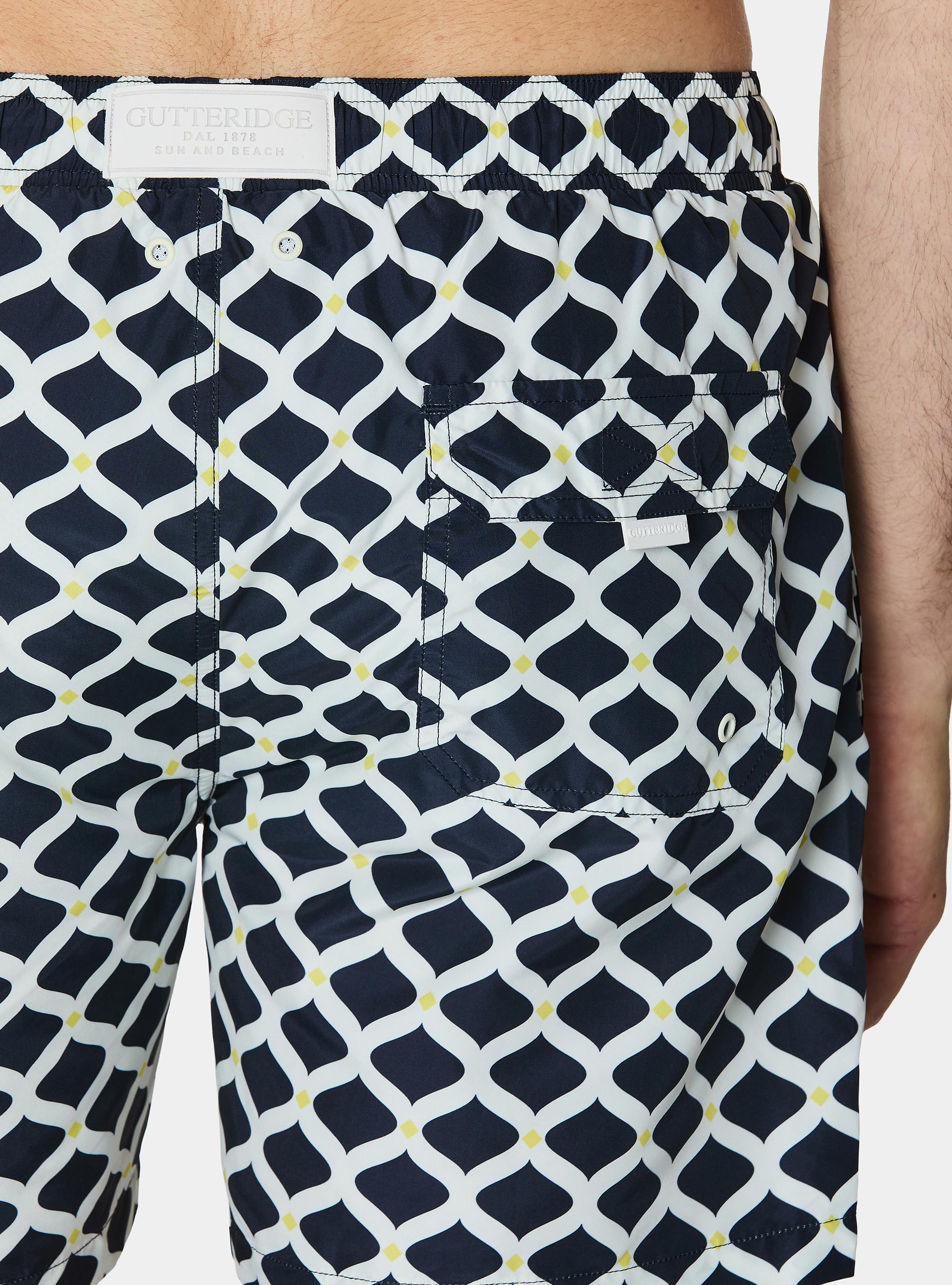 Costume da bagno stampa geometrica, BLU NAVY