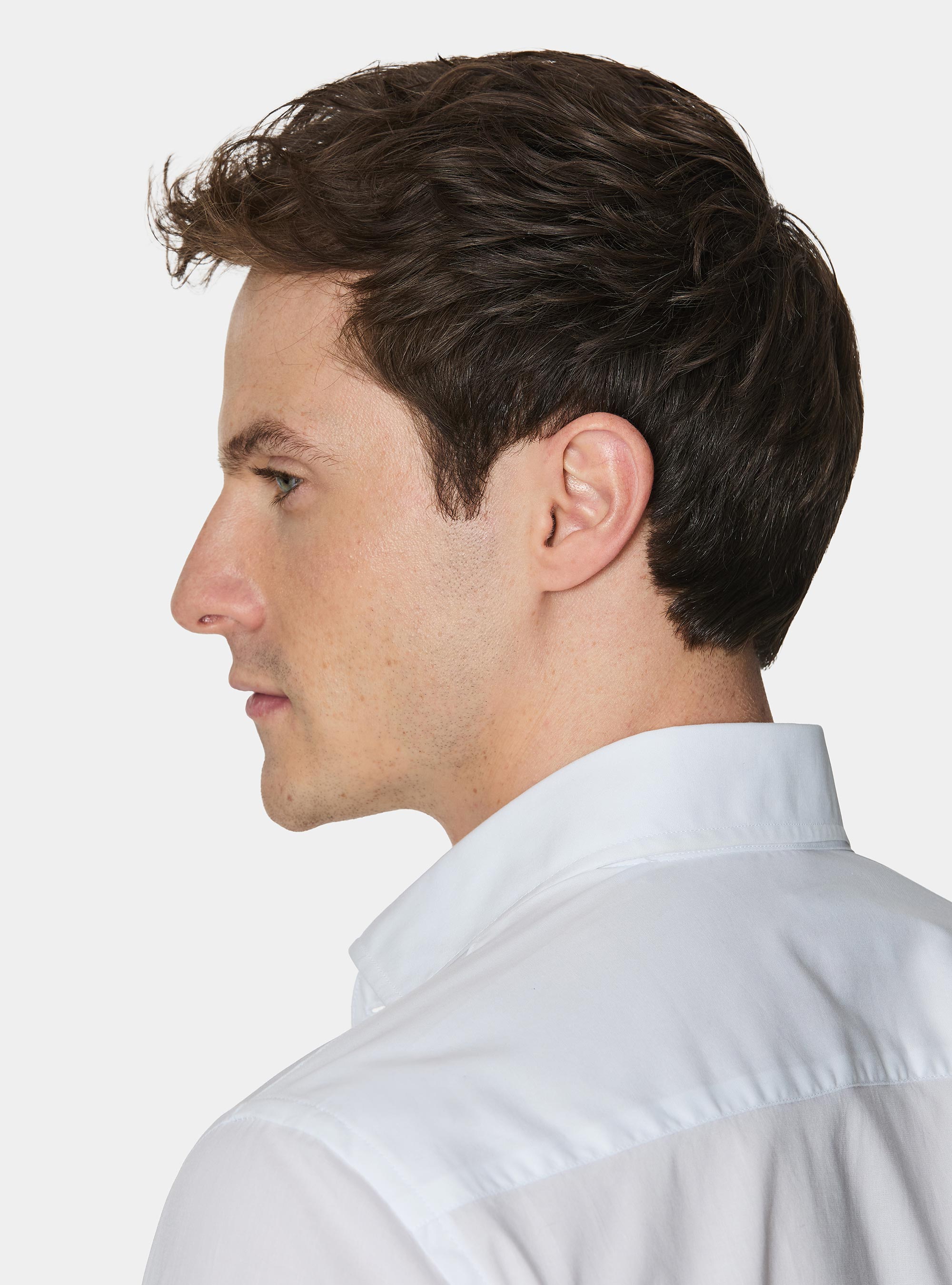 Camicia in cotone popeline stretch, BIANCO