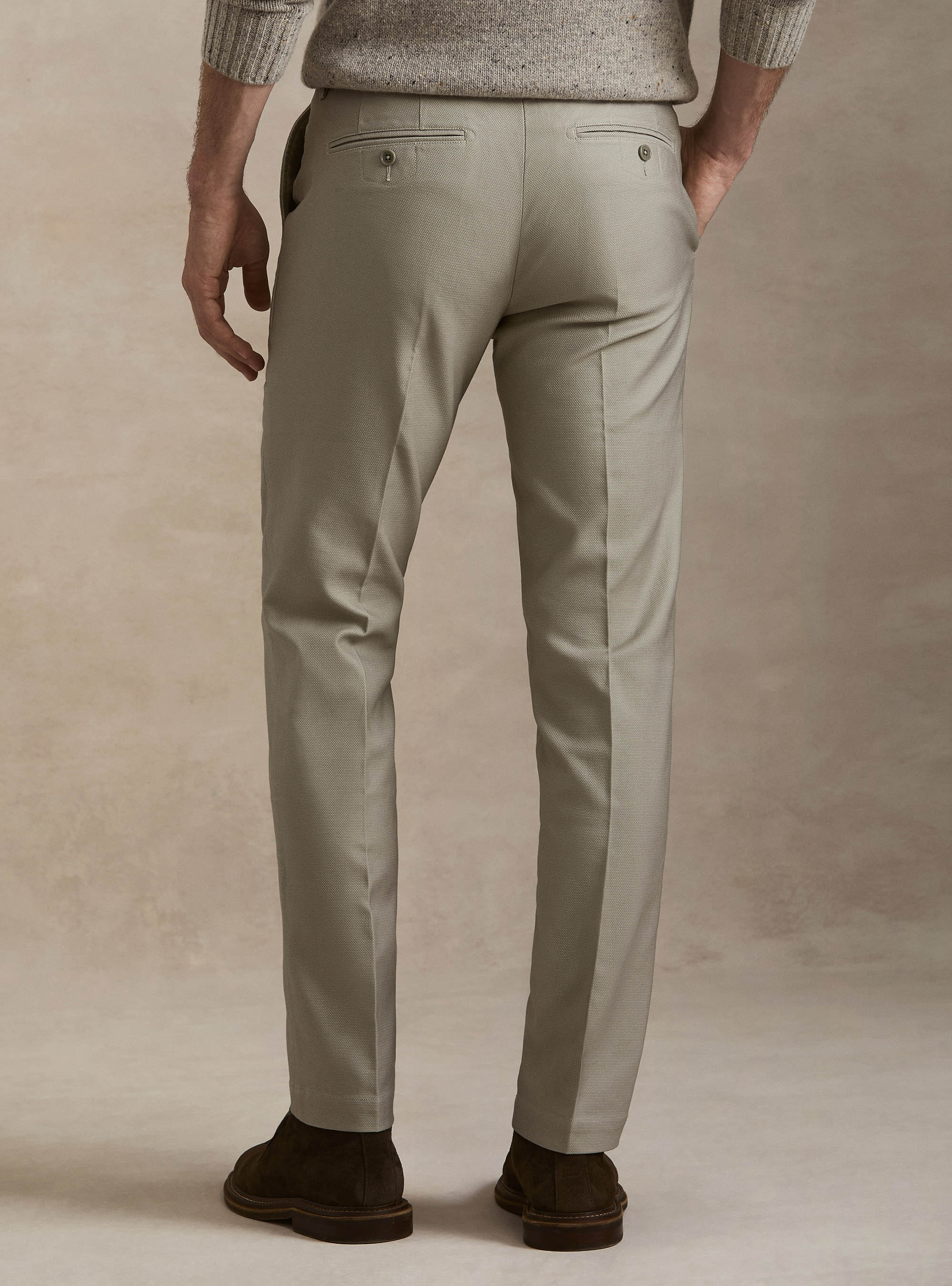 Pantaloni chino in cotone armaturato, ECRU