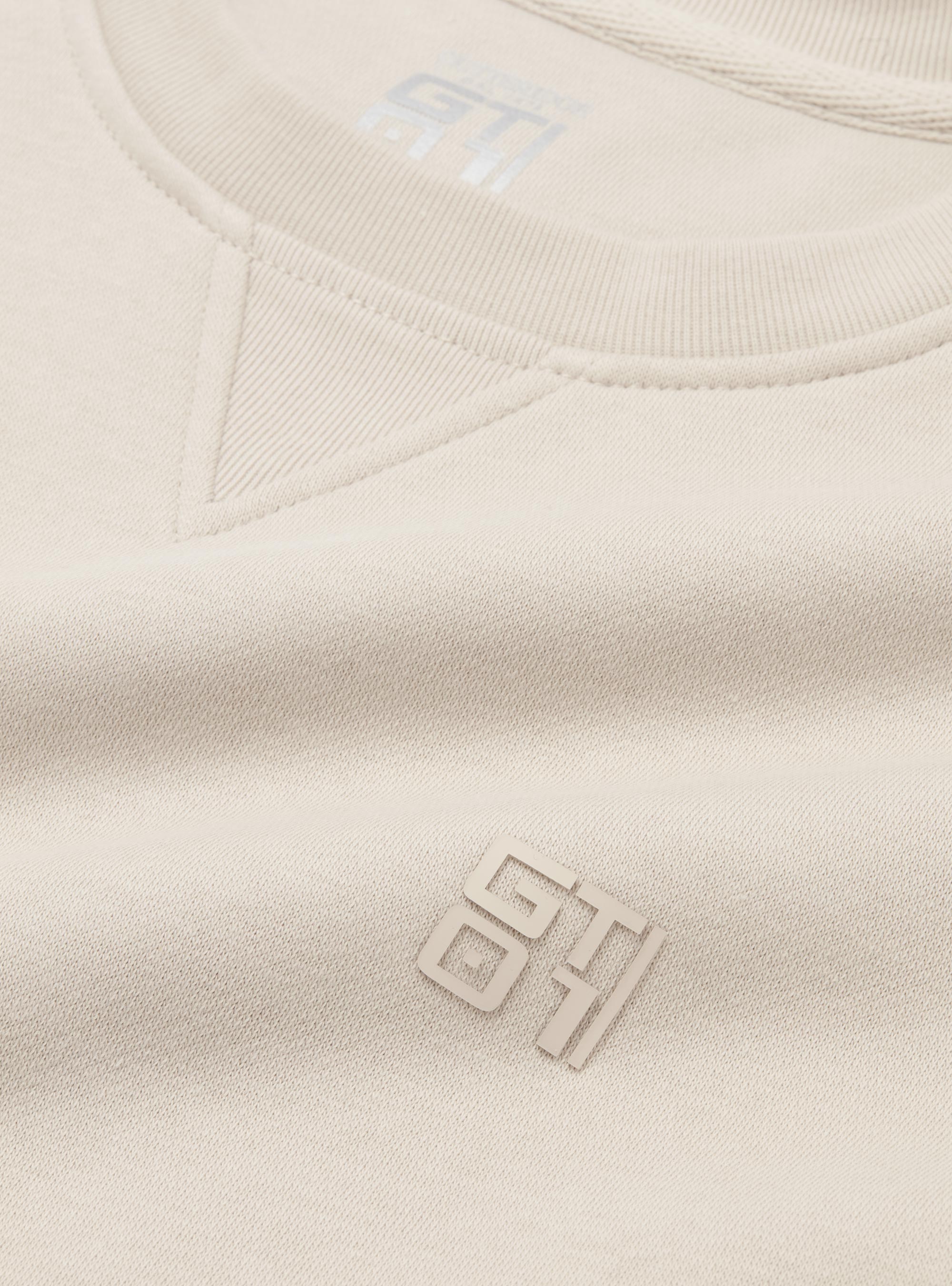Felpa girocollo con logo gommato GT01, ECRU