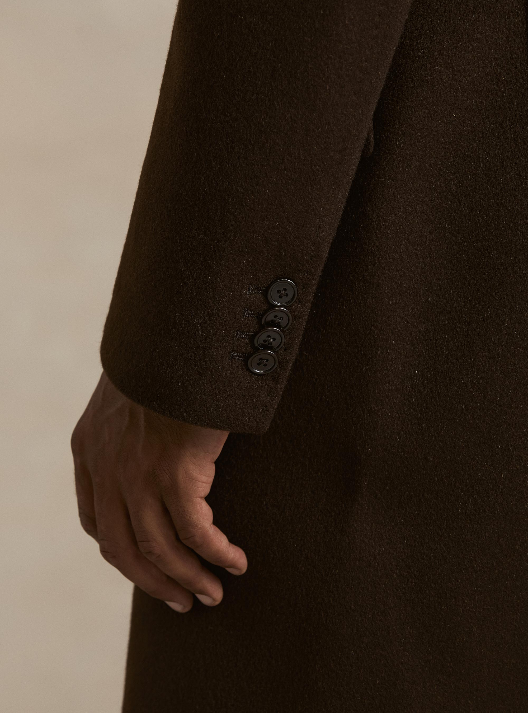 Cappotto doppiopetto in cashmere, MARRONE