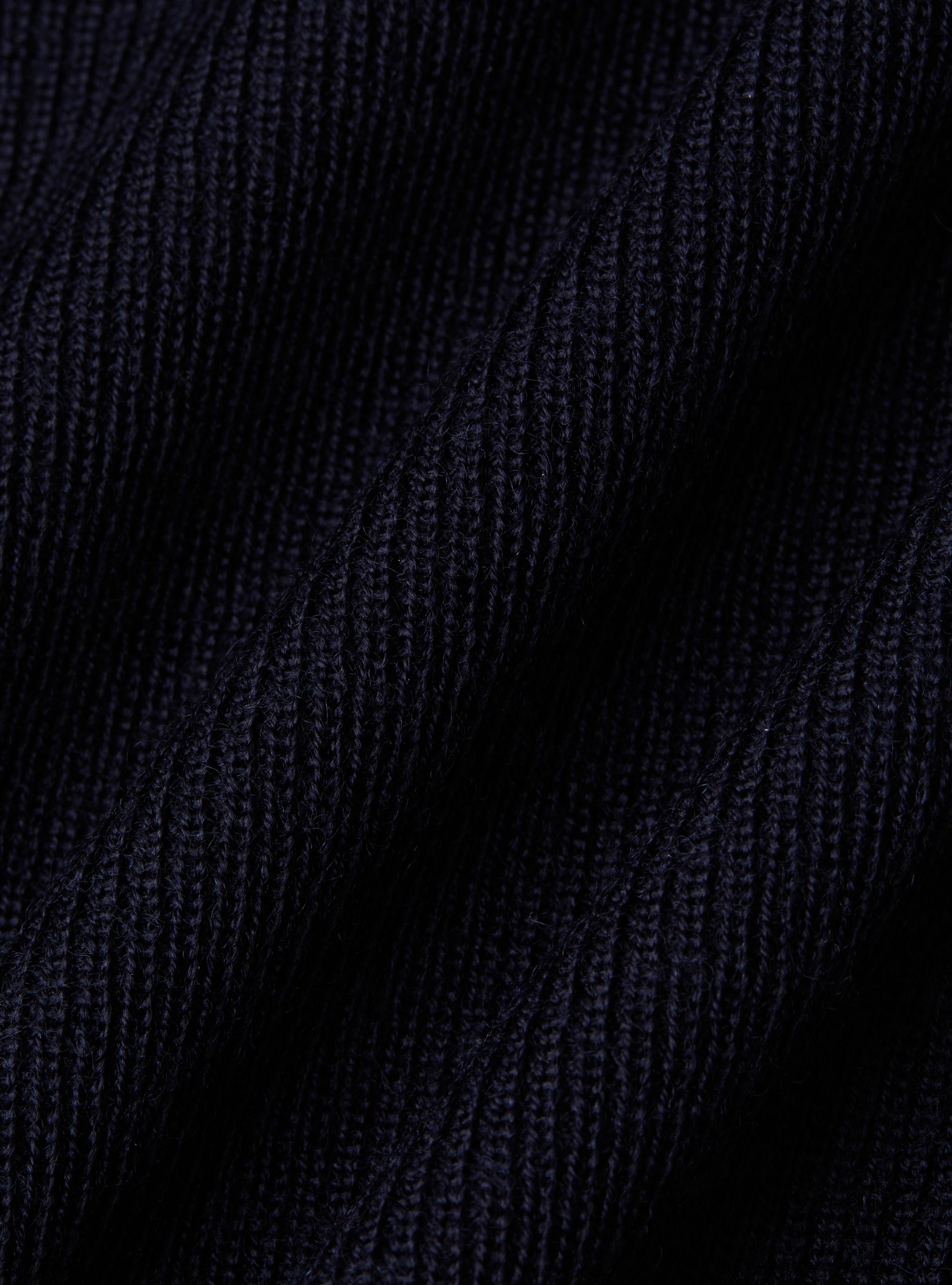 Maglia serafino in lana a costine, BLU NAVY