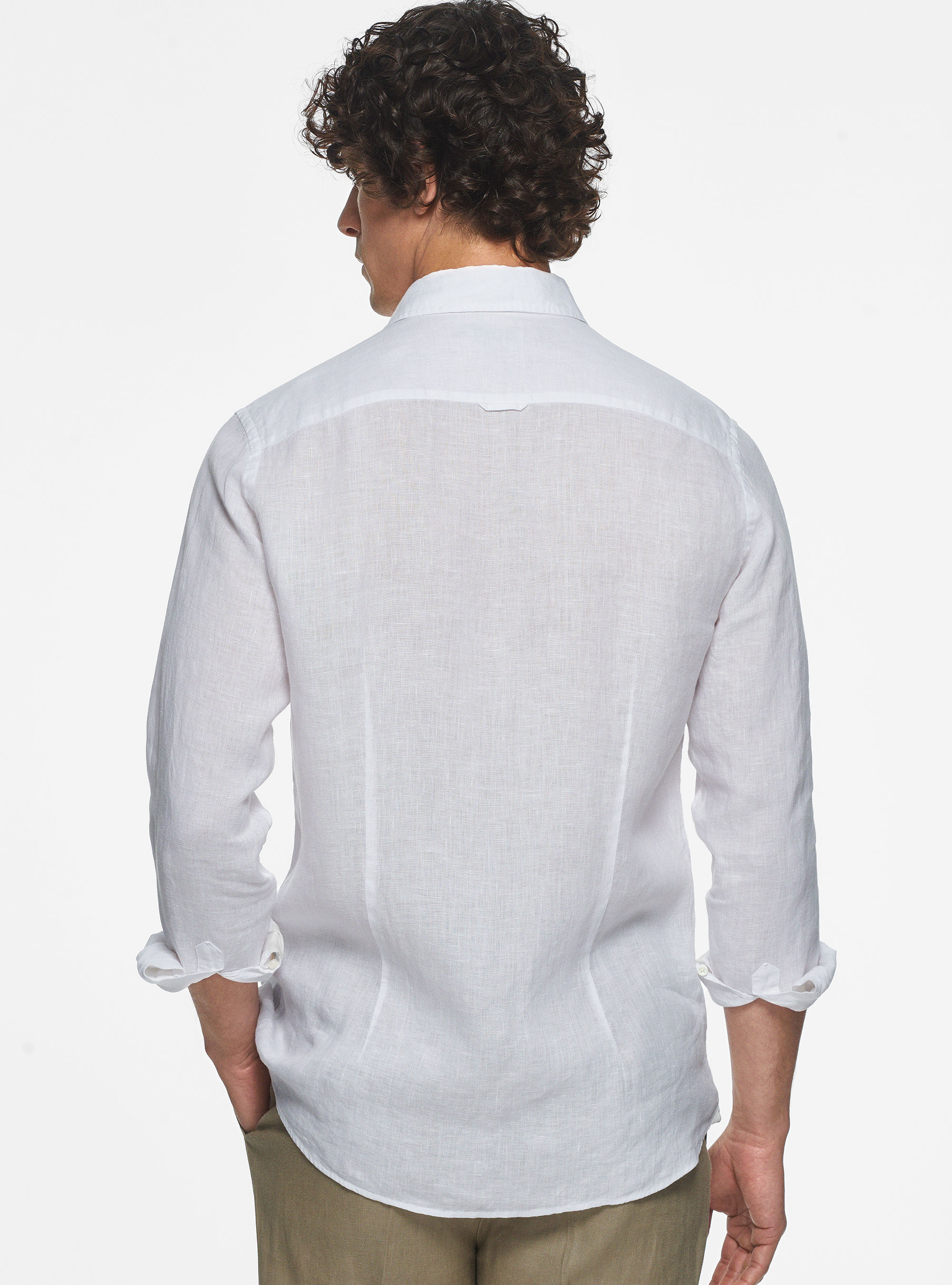 Camicia in puro lino, BIANCO